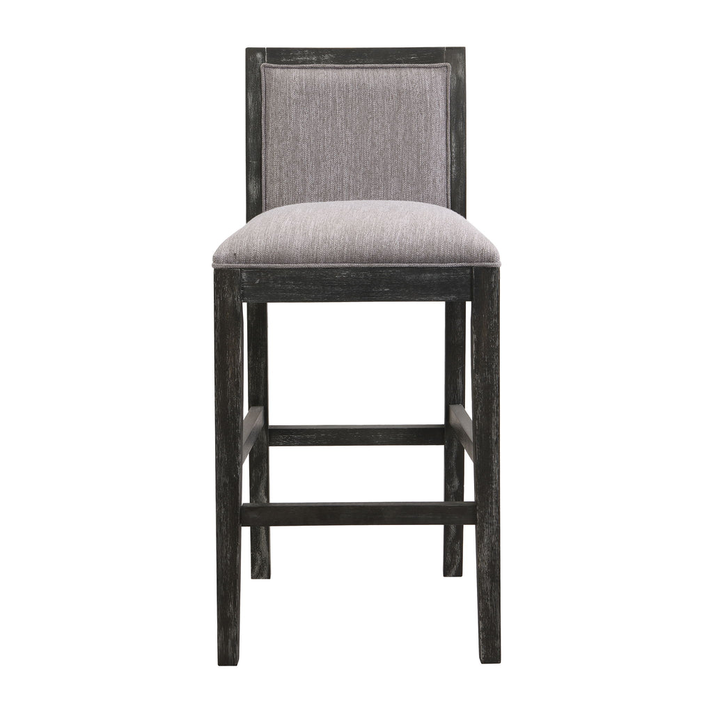 Bar Stools (Set of 2), Rubber Wood Frame, Retro Bar Chairs Suitable For Kitchen Island - Black / Gray