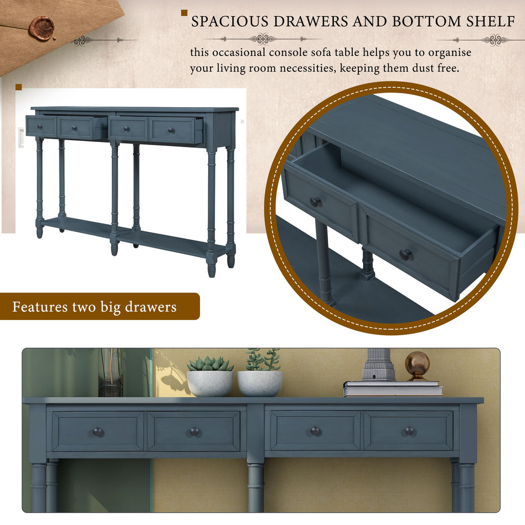 Hearth & Haven Daniel - Console Table With 2 Storage Drawers And Bottom Shelf