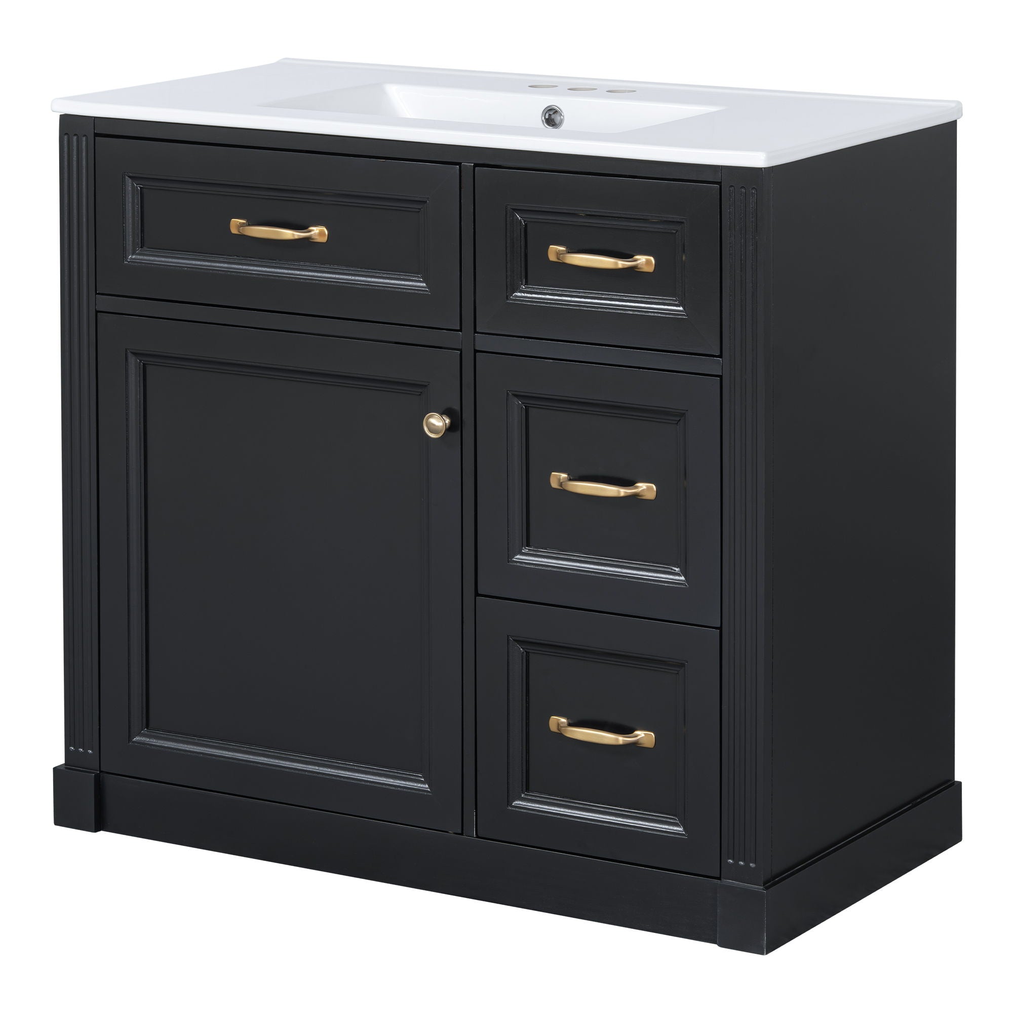 Modern Bathroom Vanity With Sink, 4 Drawers, Soft-Close Door, Adjustable Shelf