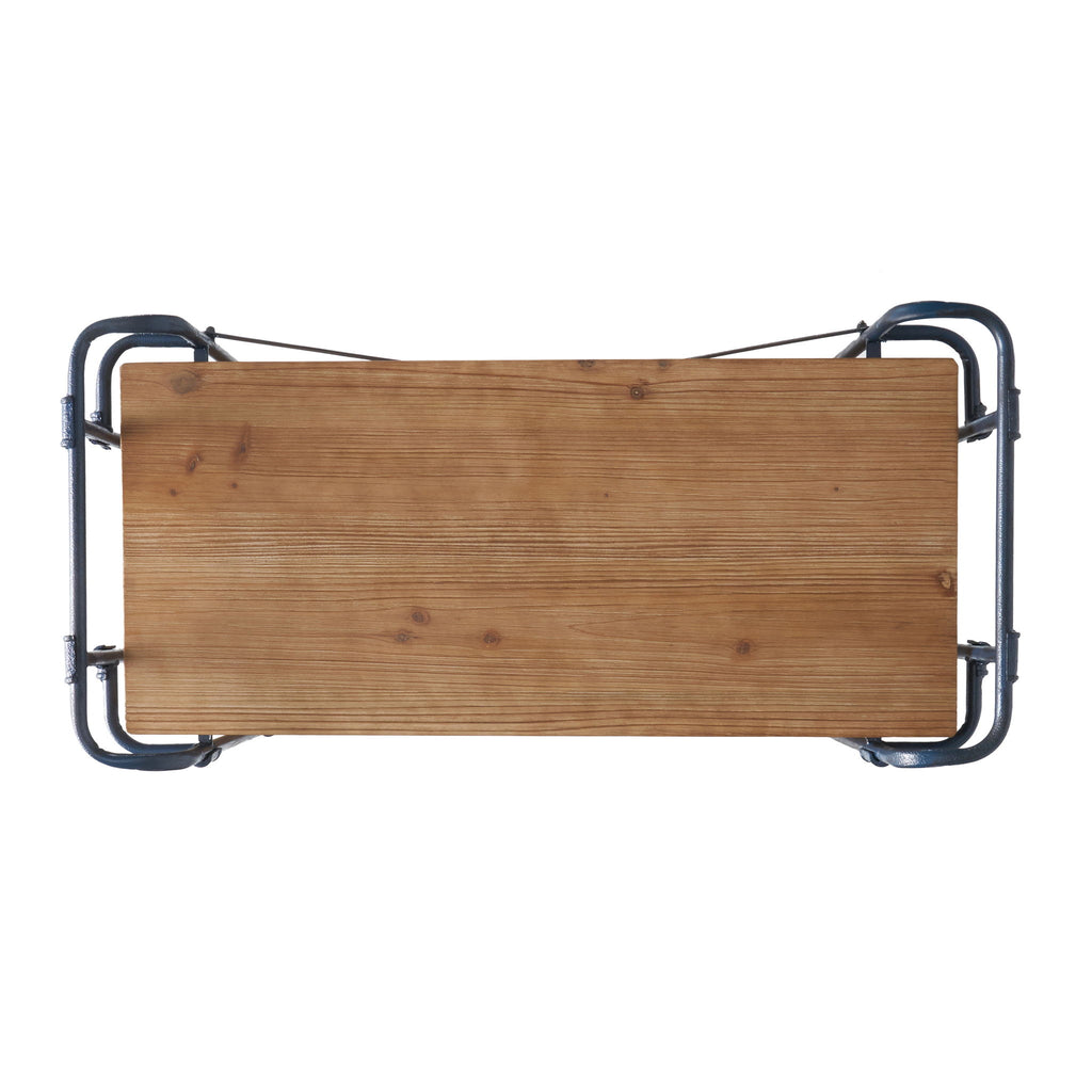 Yorktown - Industrial 5 Shelf Bookcase With Metal Pipework And Solid Fir - Natural