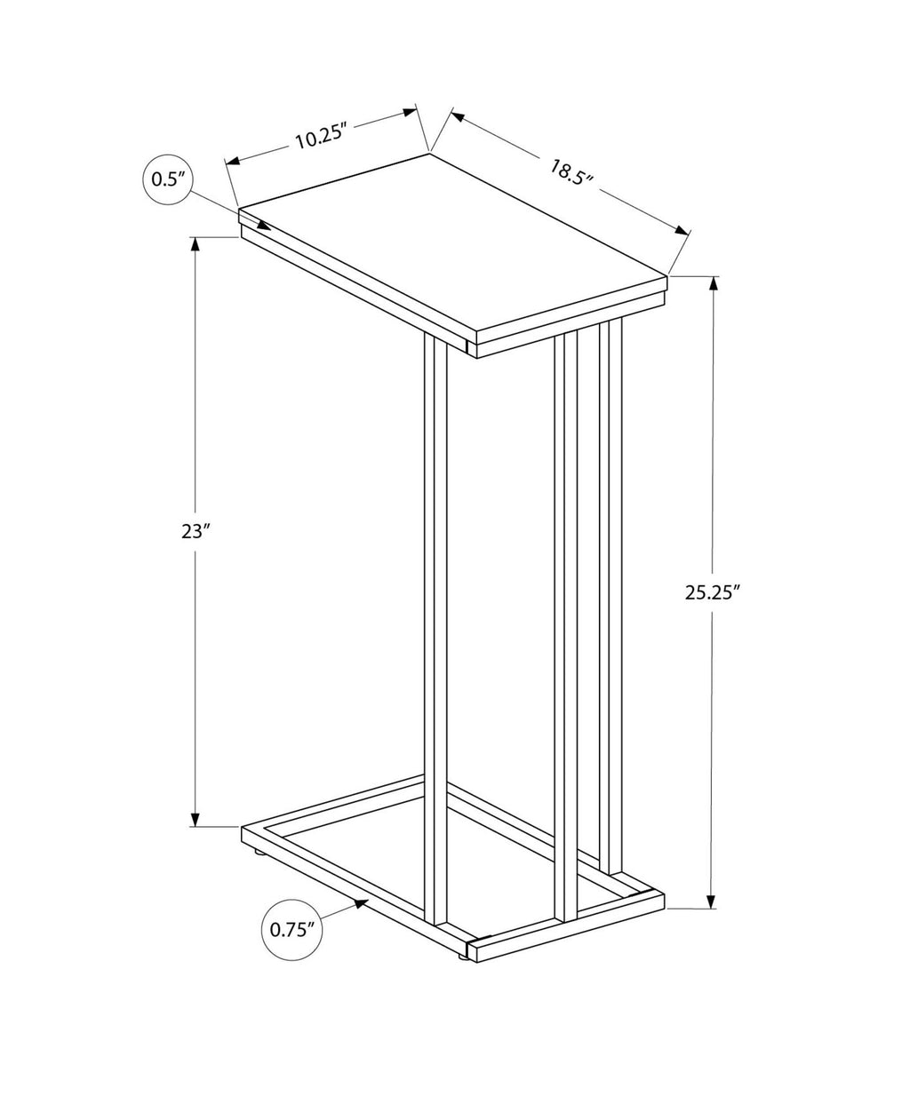 Accent Table Versatile Use, C - Shaped, Contemporary & Modern
