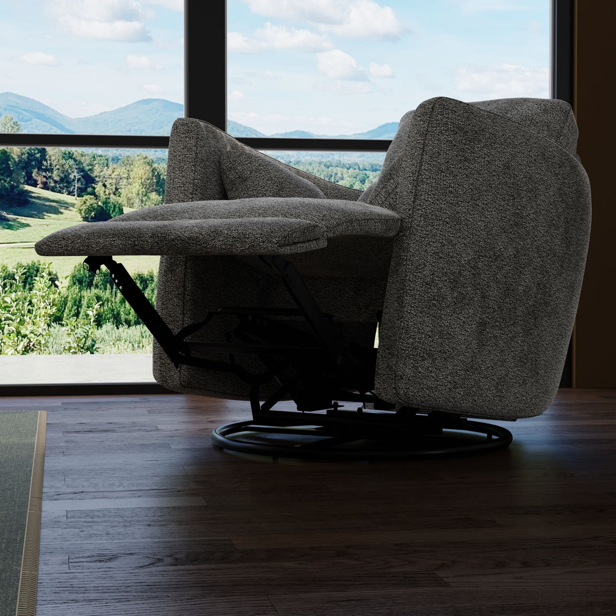 Milan - Swivel Recliner With Manual Footrest - Gray