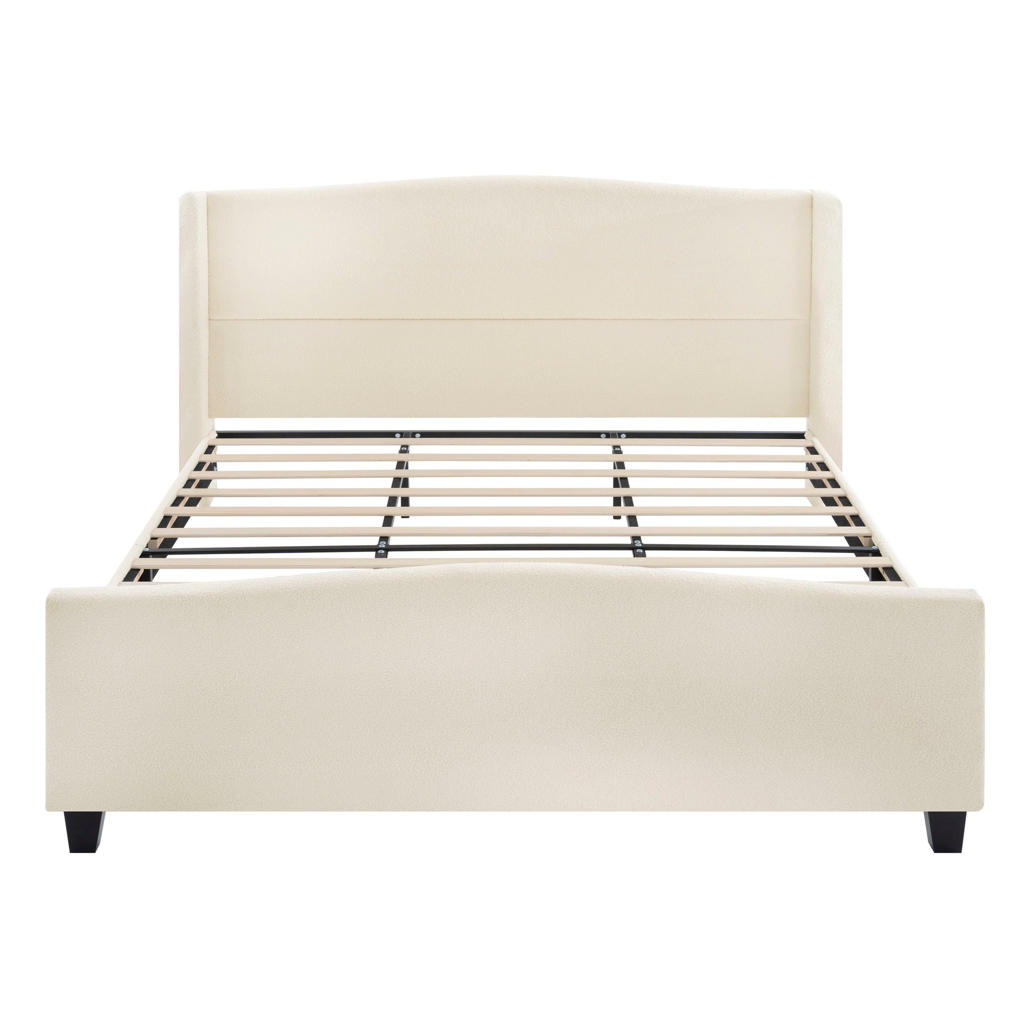 Platform Bed Frame With Tall Headboard And High Footboard