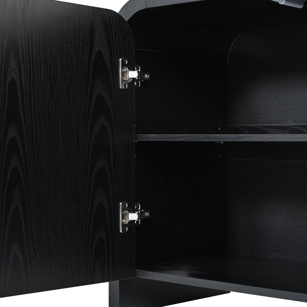 Curved Edge TV Stand With Large Cabinets