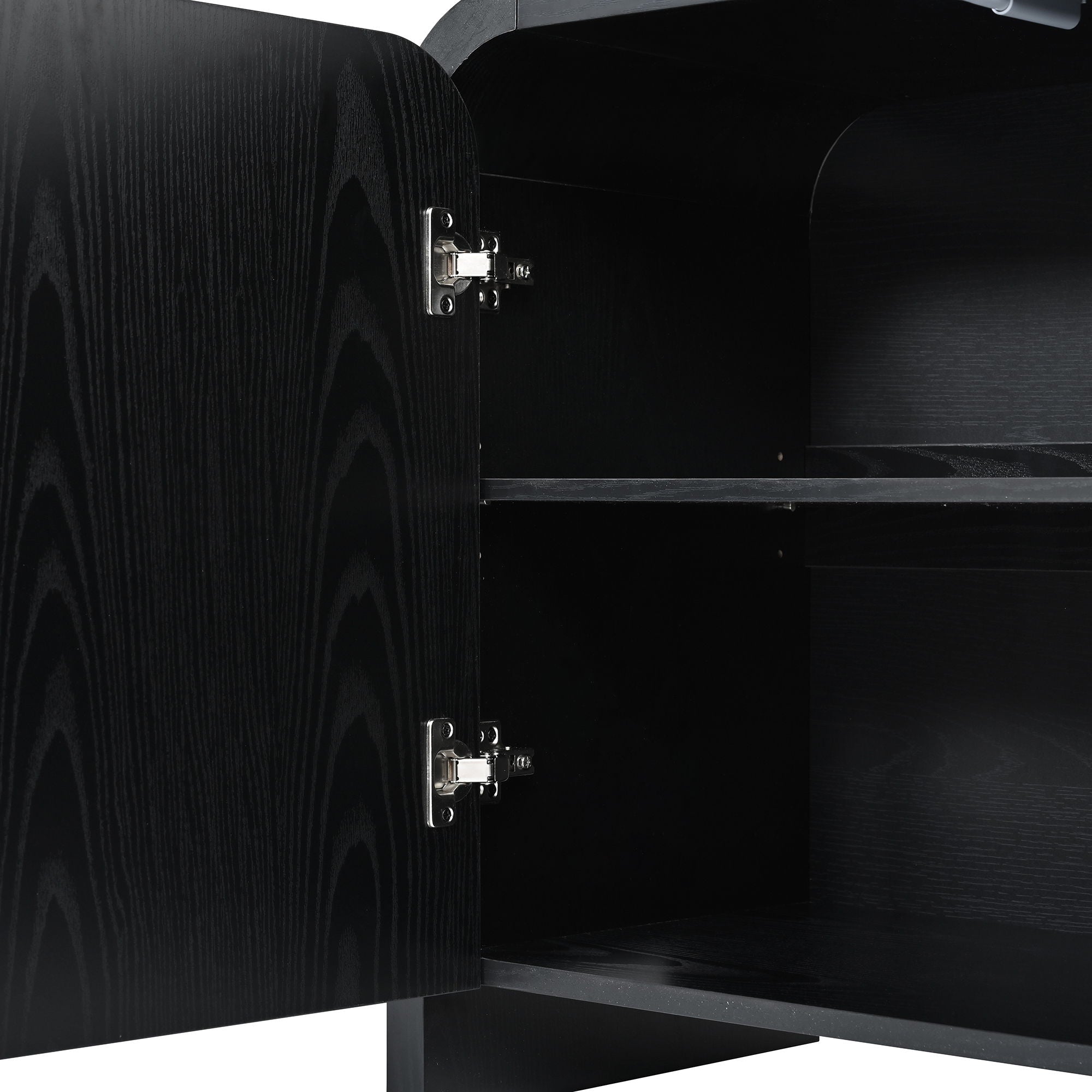 Curved Edge TV Stand With Large Cabinets
