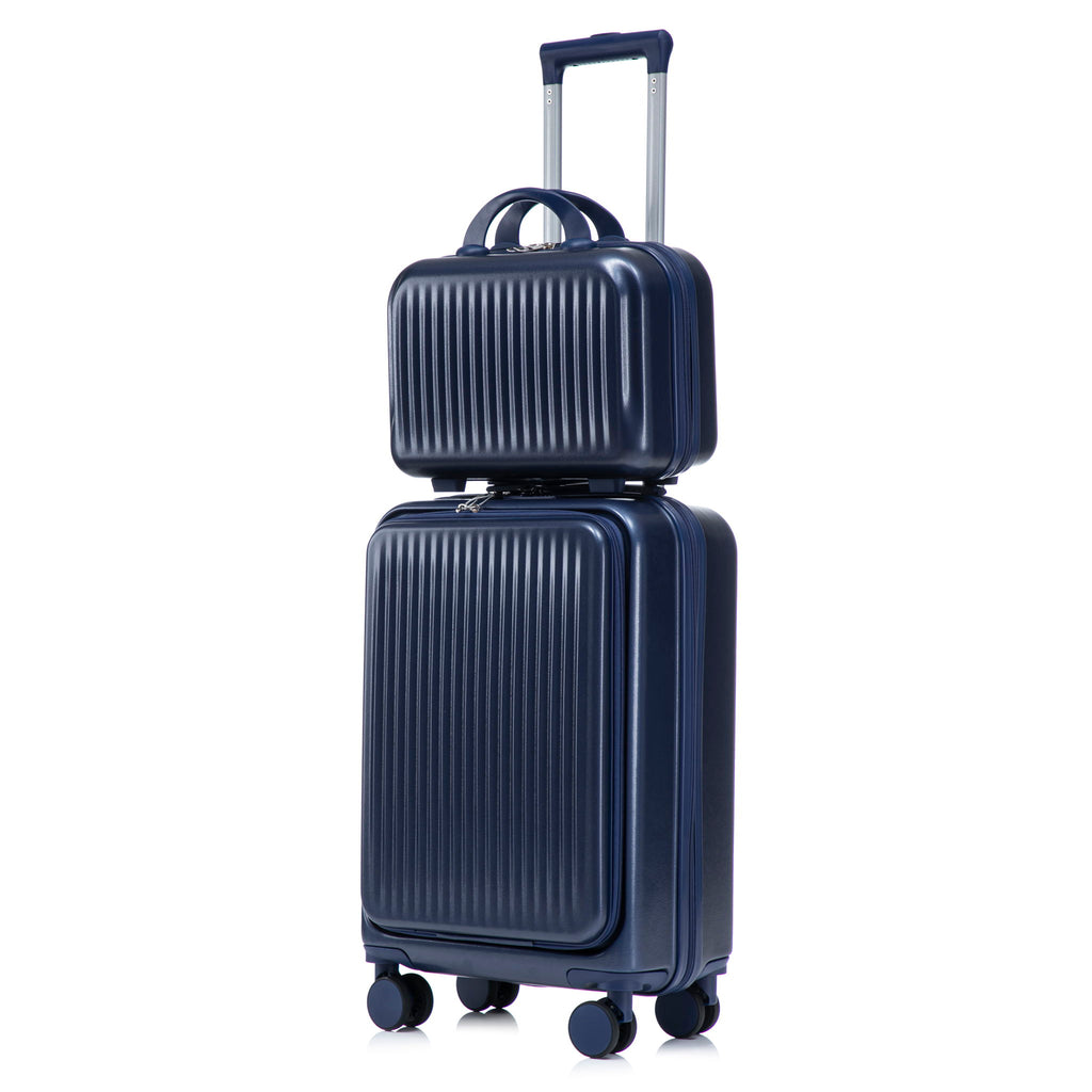 Luggage Set With Cosmetic Case, Combination Lock, Front Opening Design
