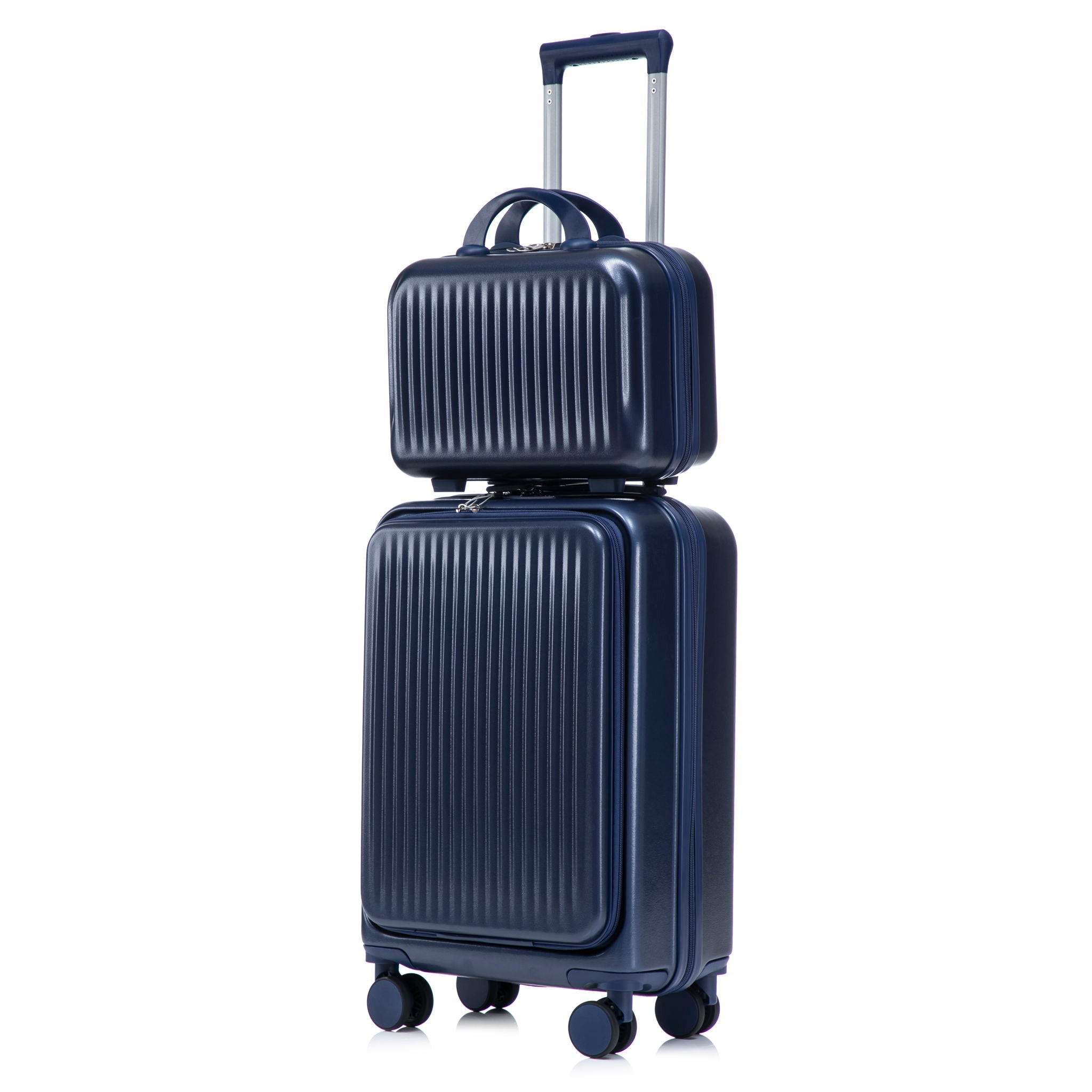 Luggage Set With Cosmetic Case, Combination Lock, Front Opening Design