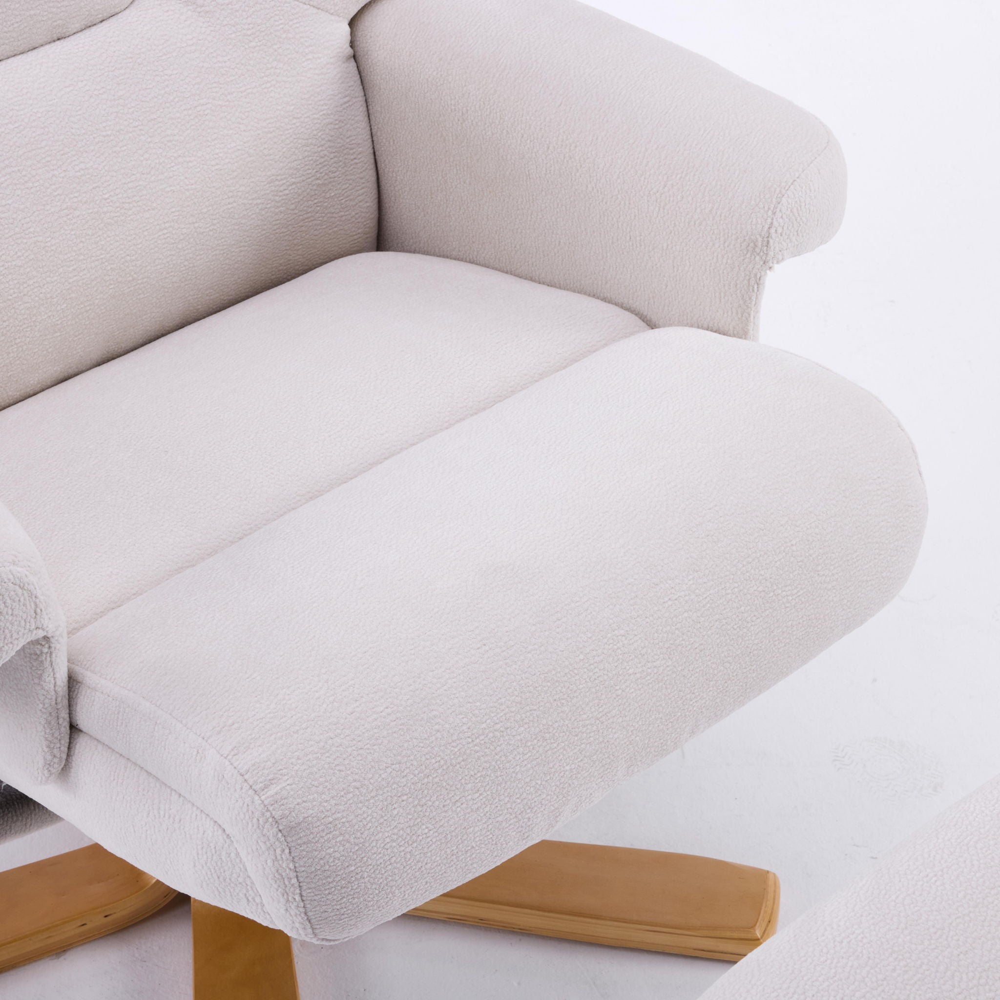 Upholstered Heated Massage 360° Swivel Accent Chair With Ottoman