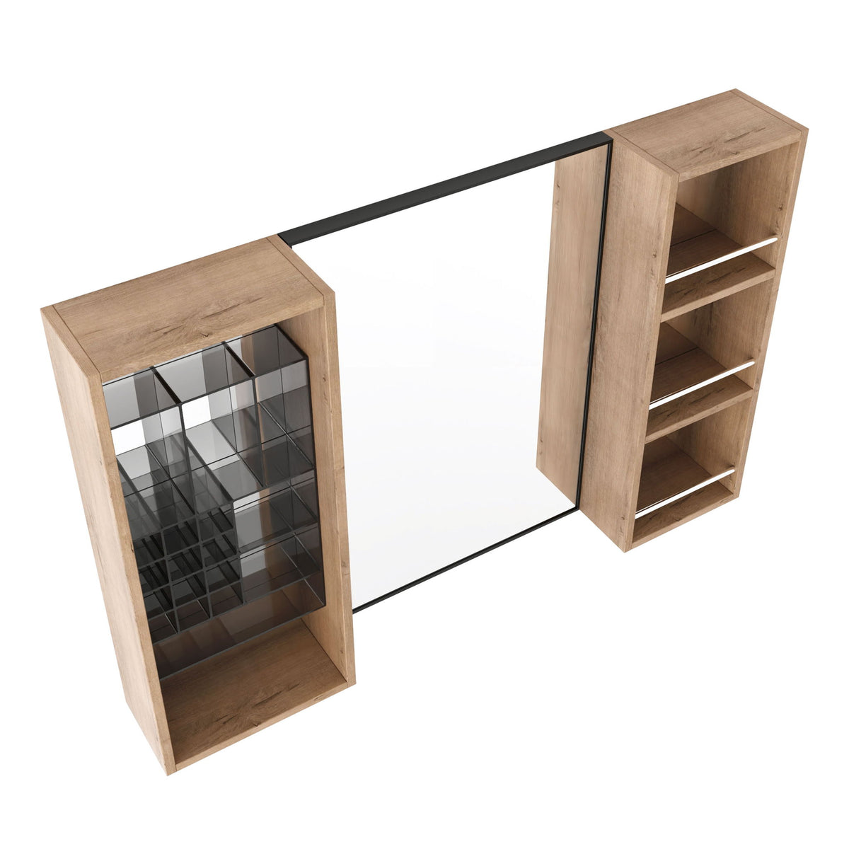 41.3" Wall Mounted Bathroom Cabinet With Storage - Imitative Oak