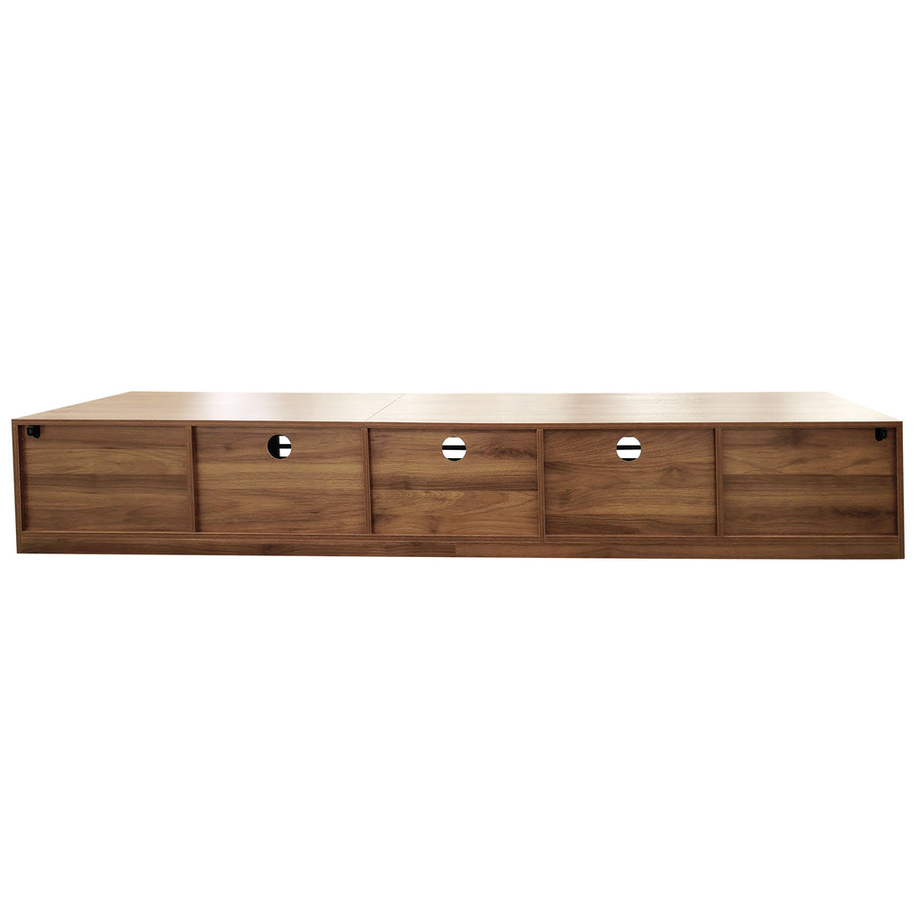 TV Stand, Entertainment Center With Cable Management And Soft Closing Hinges - Walnut