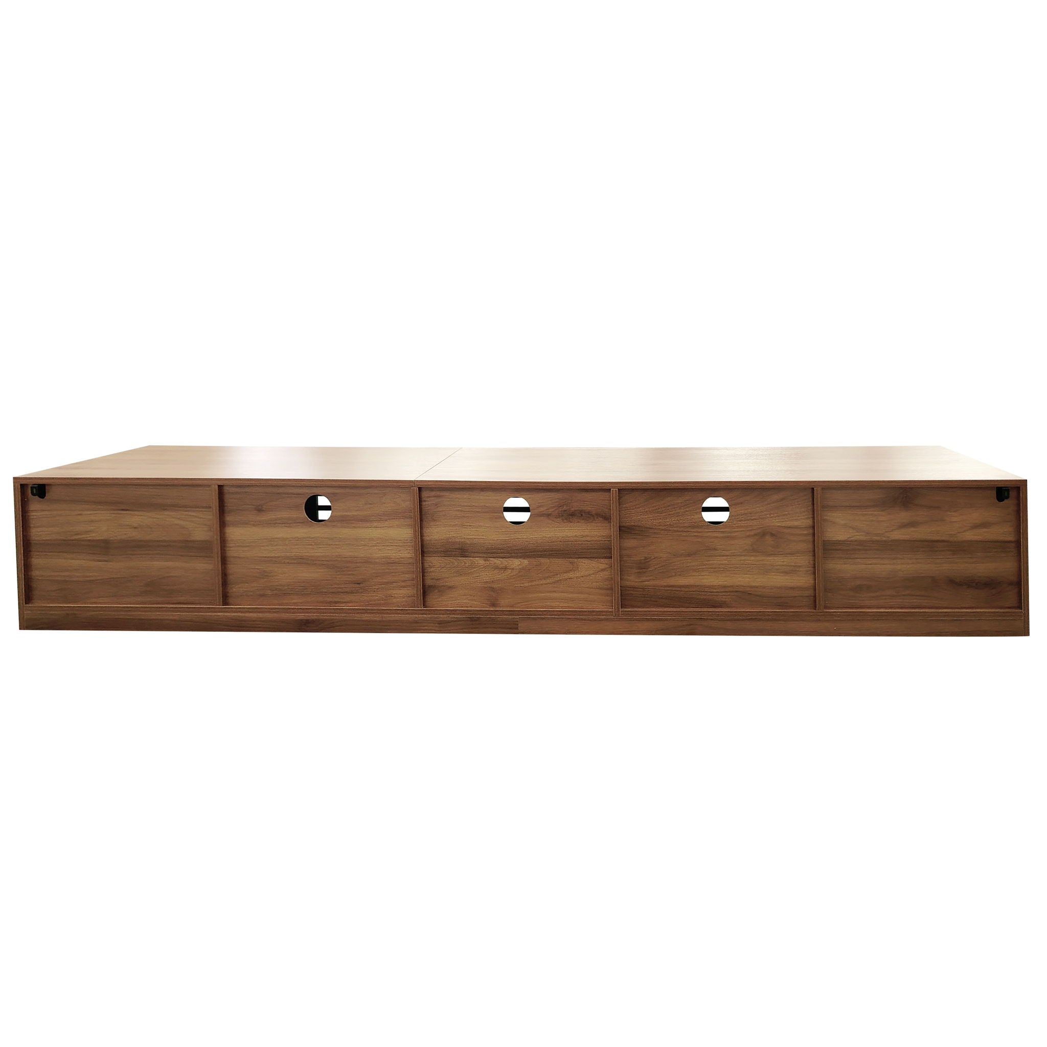 TV Stand, Entertainment Center With Cable Management And Soft Closing Hinges - Walnut