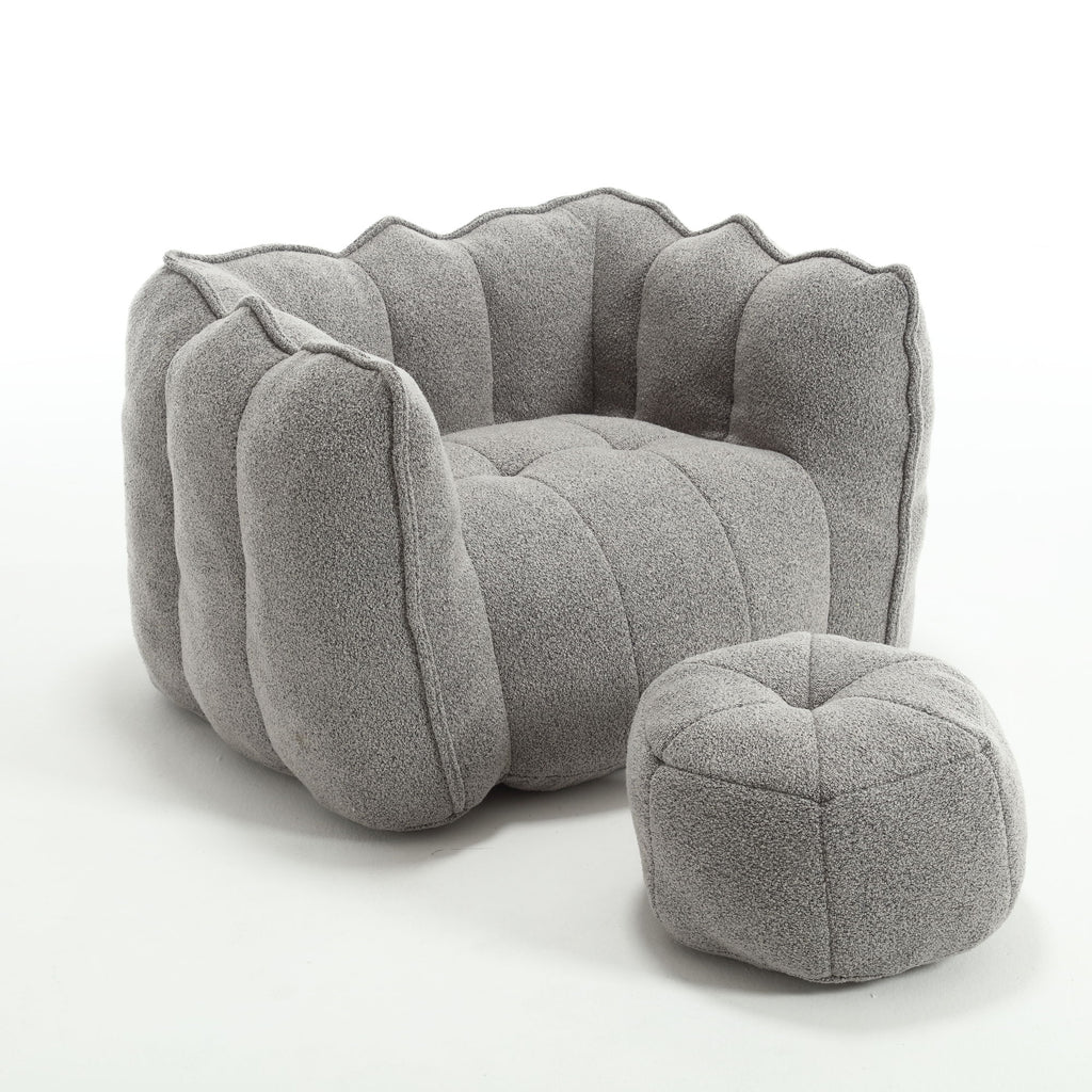 Soft Bean Bag Chair With High Resilient Foam (Chips) - Gray