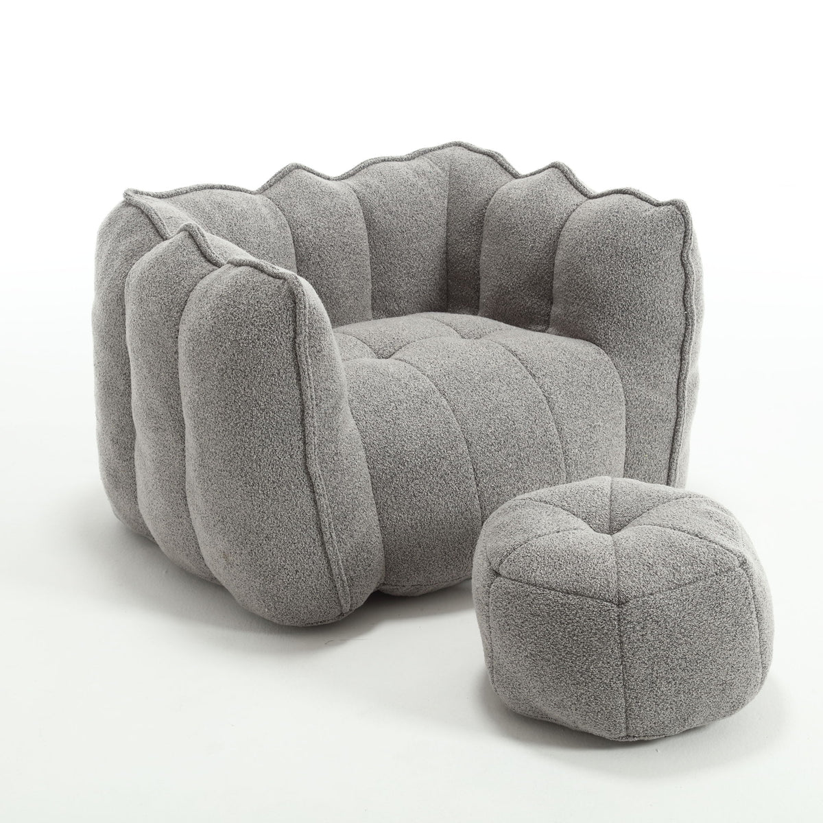 Soft Bean Bag Chair With High Resilient Foam (Chips) - Gray