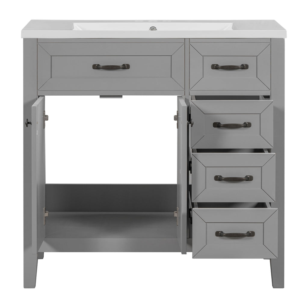 Modern Bathroom Vanity With Sink, Freestanding With Drawers And Doors