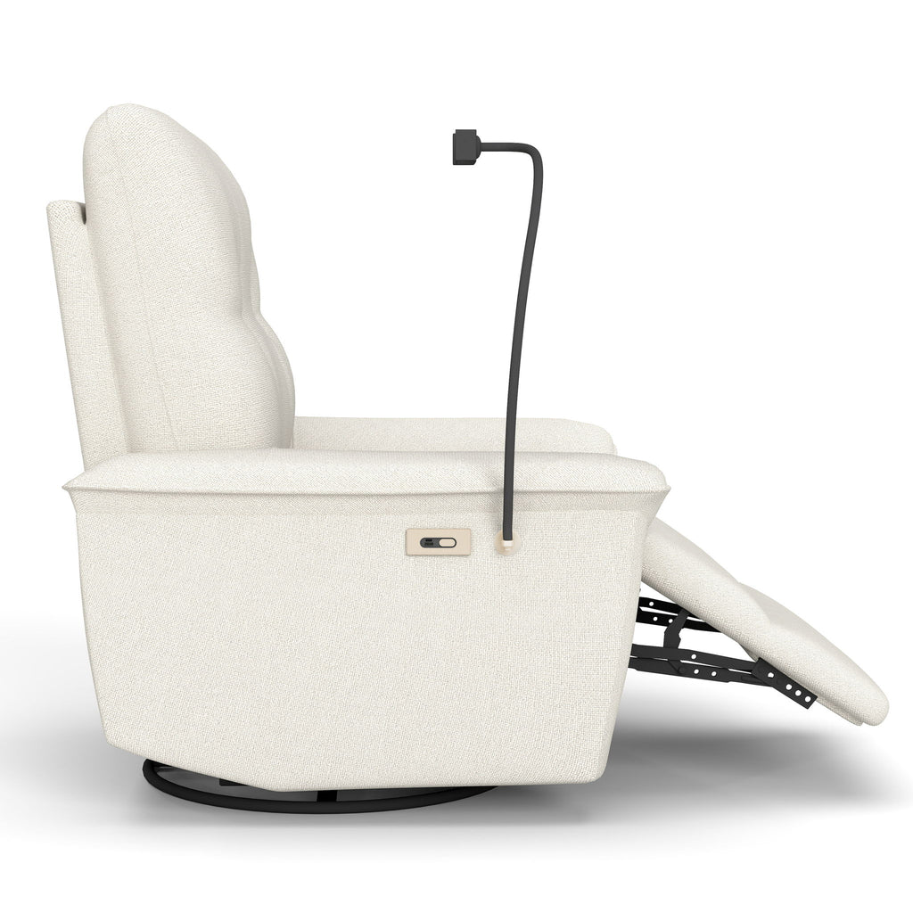 270° Power Swivel Rocker Recliner Chair With Phone Holder, Electric Glider Reclining Sofa With USB Ports For Living Room Bedroom - Beige