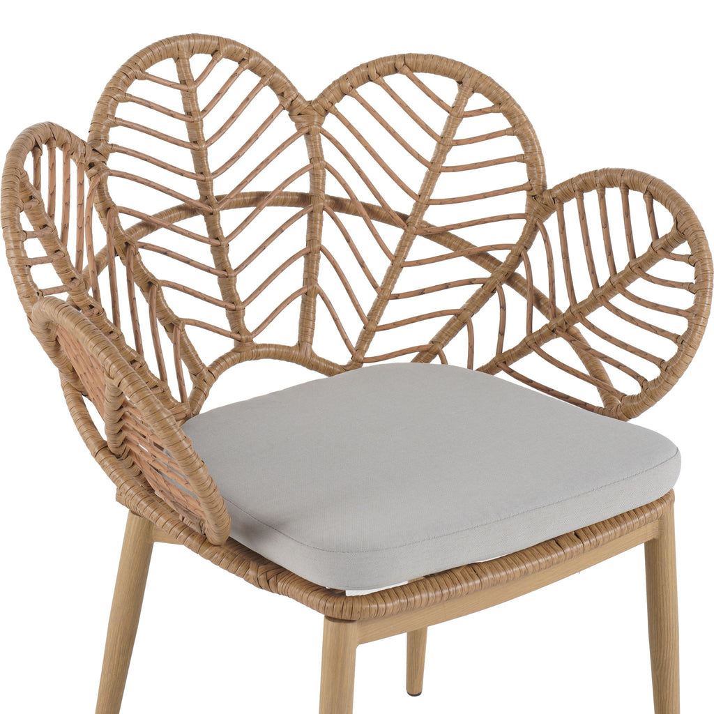 Kirk - Outdoor Patio 7 Pieces Chat Set With Wicker Chairs Cushions & Table - Beige / Light Brown / Teak