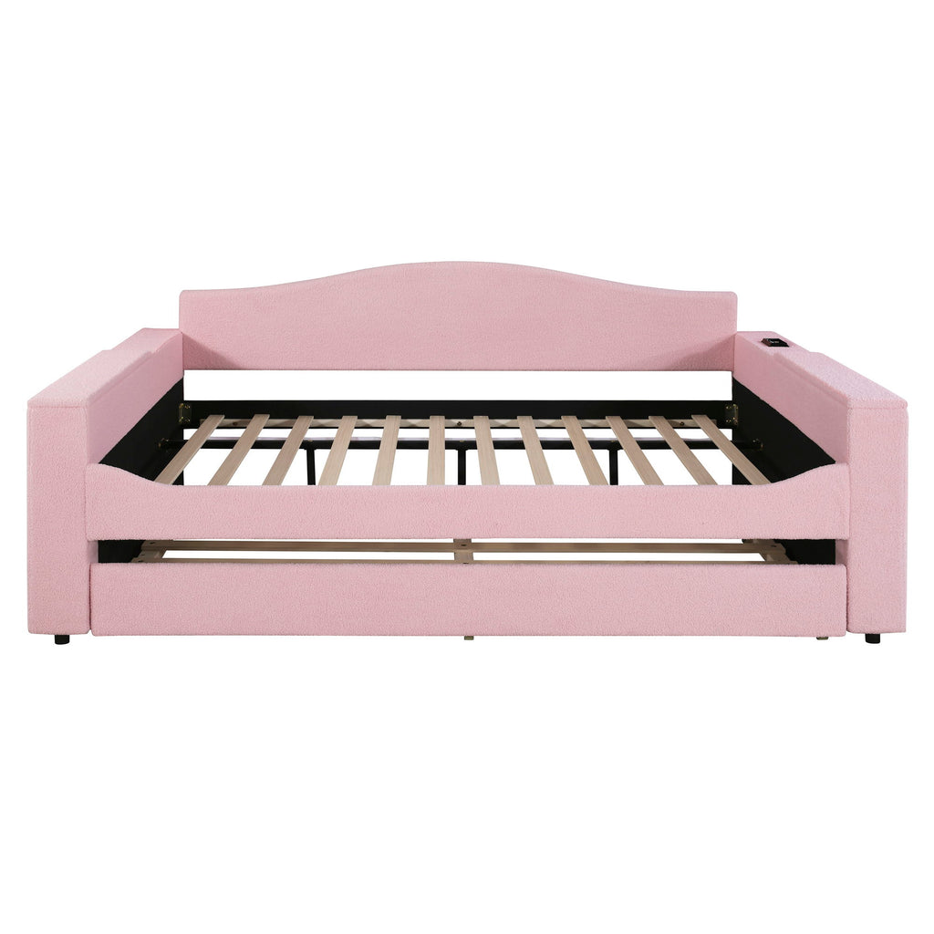 Upholstered Daybed With Storage Armrests, Trundle And Latest Integrated tooth Audio System