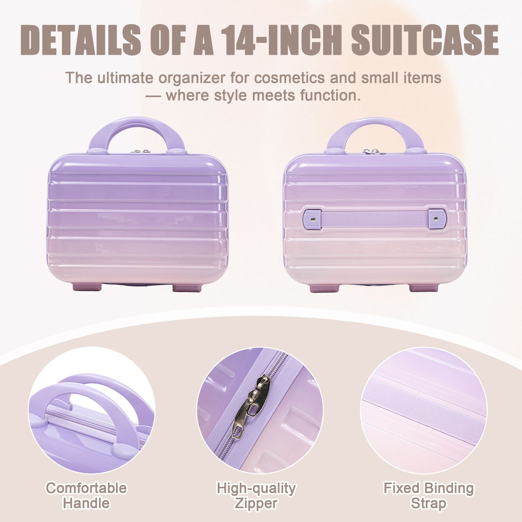 Luggage Set 14" / 20" With Combination Lock And Cosmetic Case