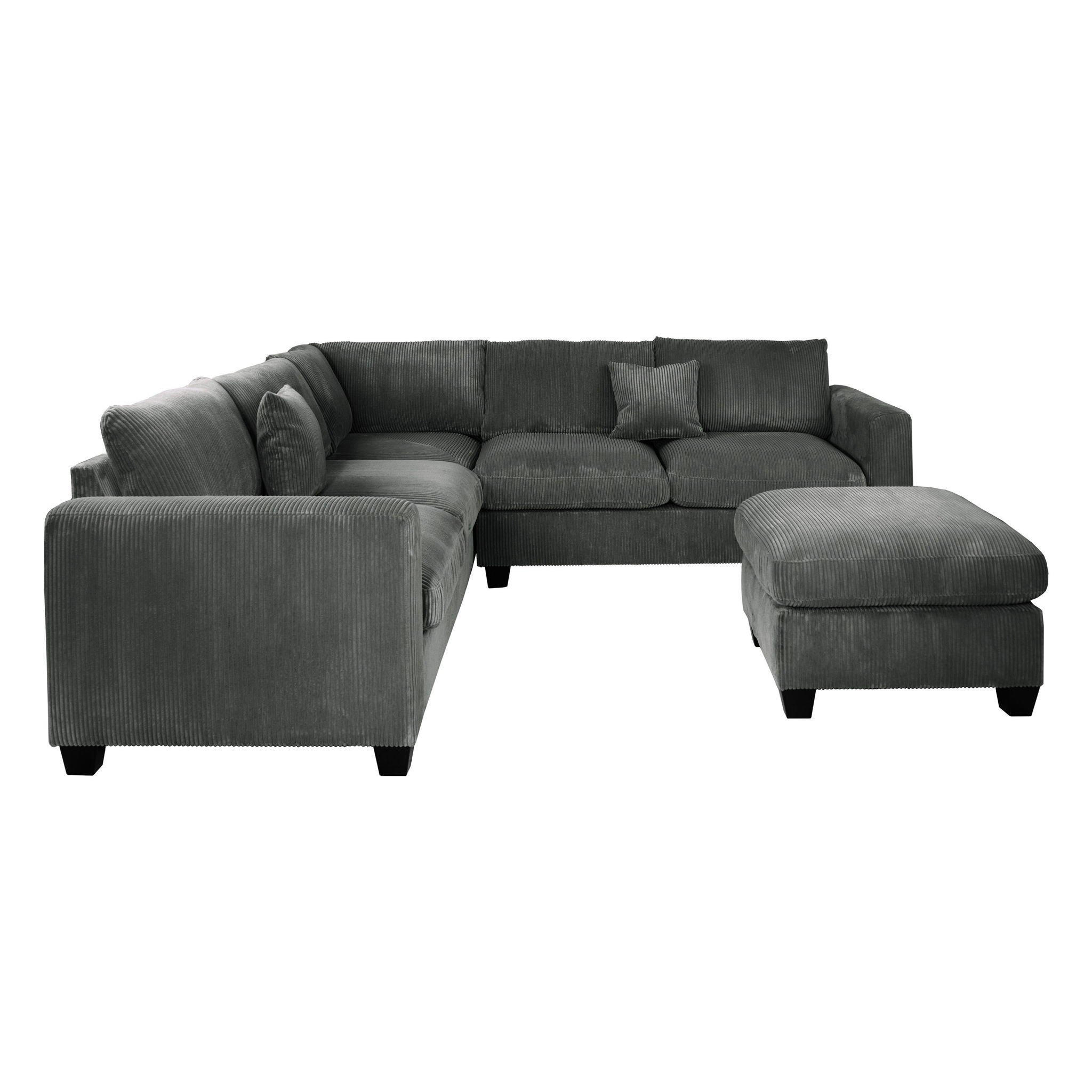 Modern Style L-Shaped Sectional Set With Ottoman