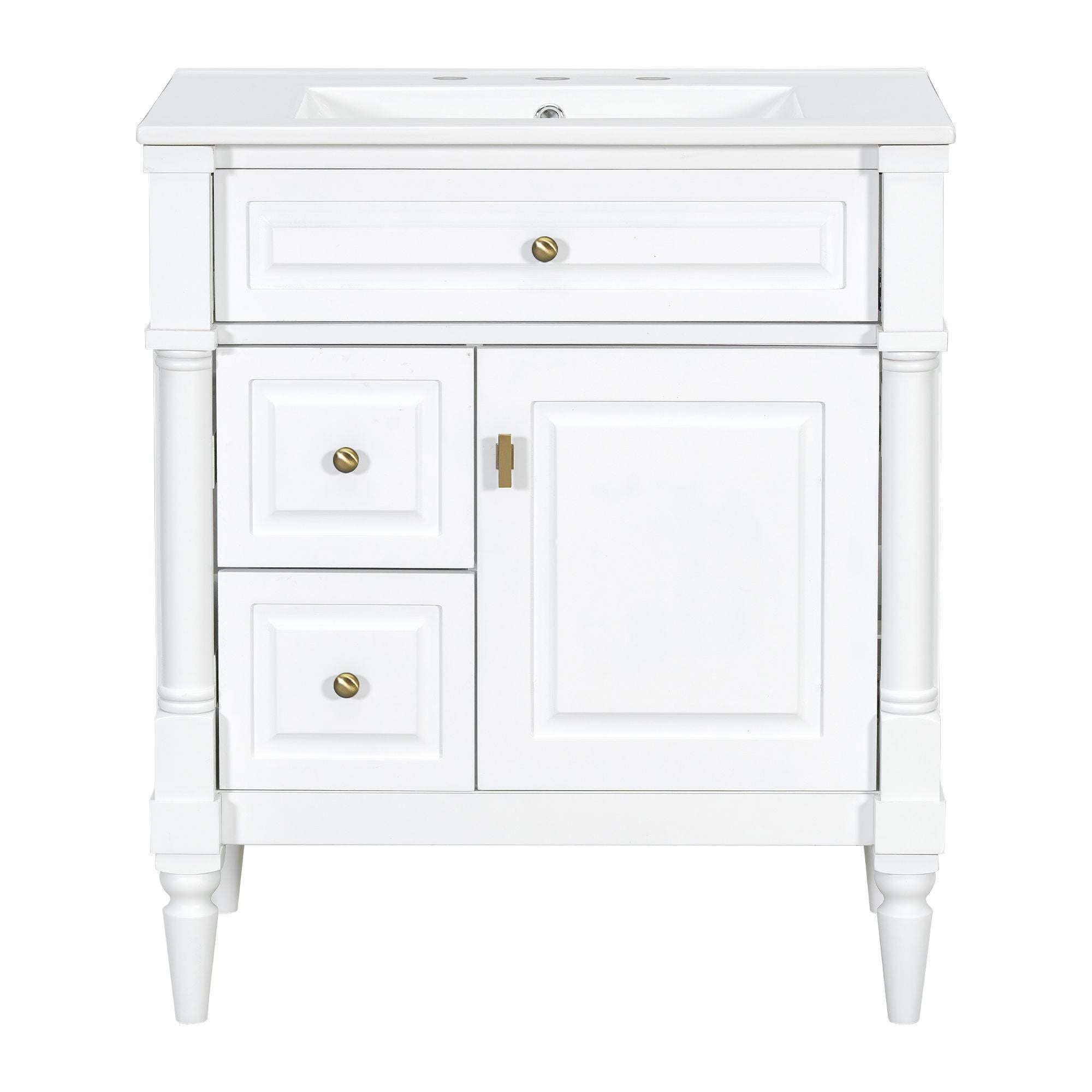 Modern Bathroom Vanity With Sink, Freestanding Cabinet With Flip Drawer & Adjustable Shelf