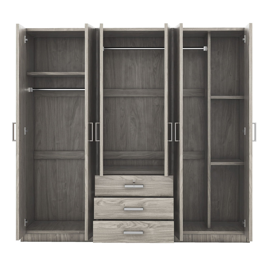 6 Doors Wardrobe Storage For Bedroom, With Big Drawers
