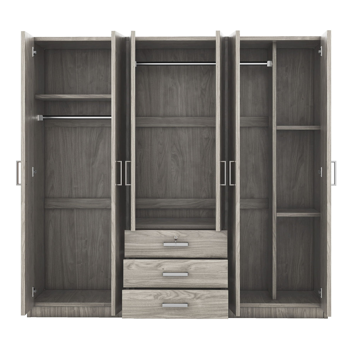 6 Doors Wardrobe Storage For Bedroom, With Big Drawers
