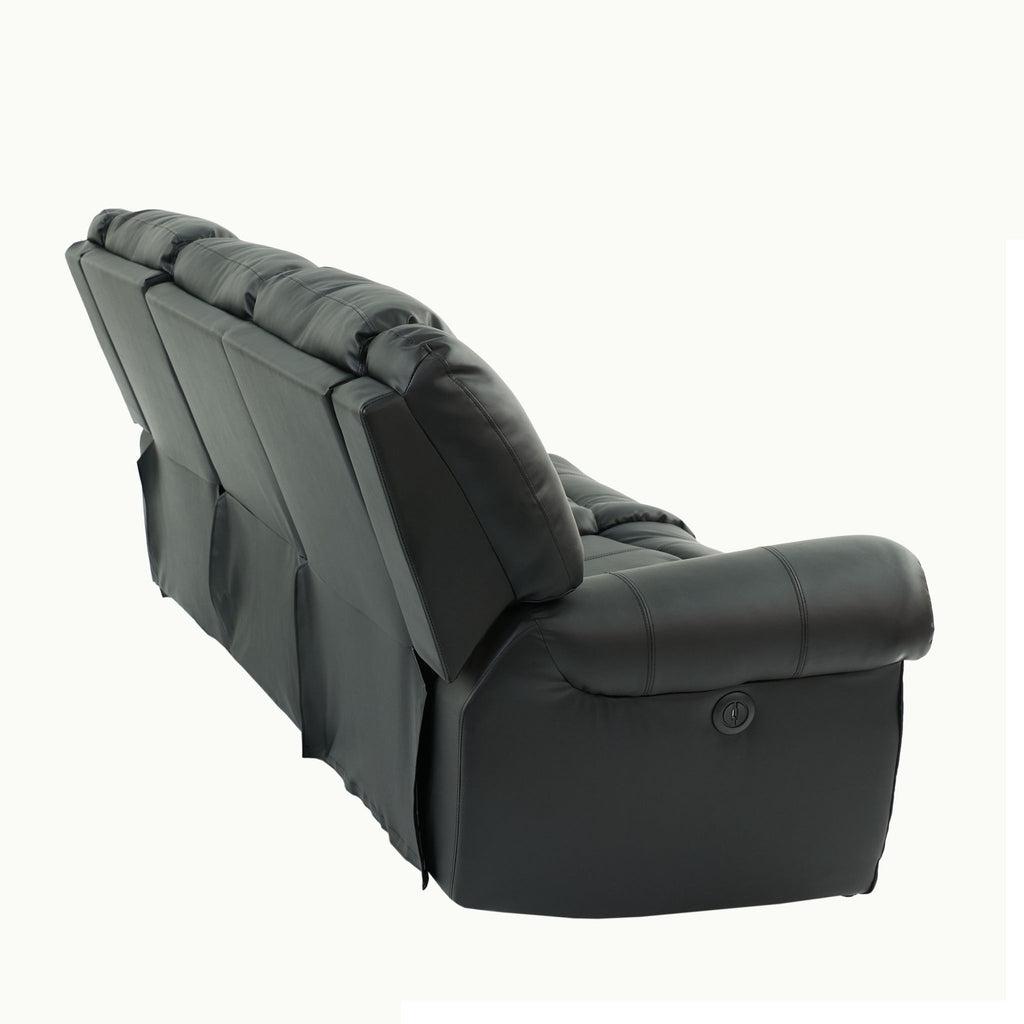 Plush Relax 1 Piece Power Reclining Sofa With Padded Armrests, 3 Seat Living Room Furniture - Black