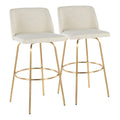 Toriano - Contemporary Fixed Height Barstool Swivel With Round Footrest (Set of 2) - Cream