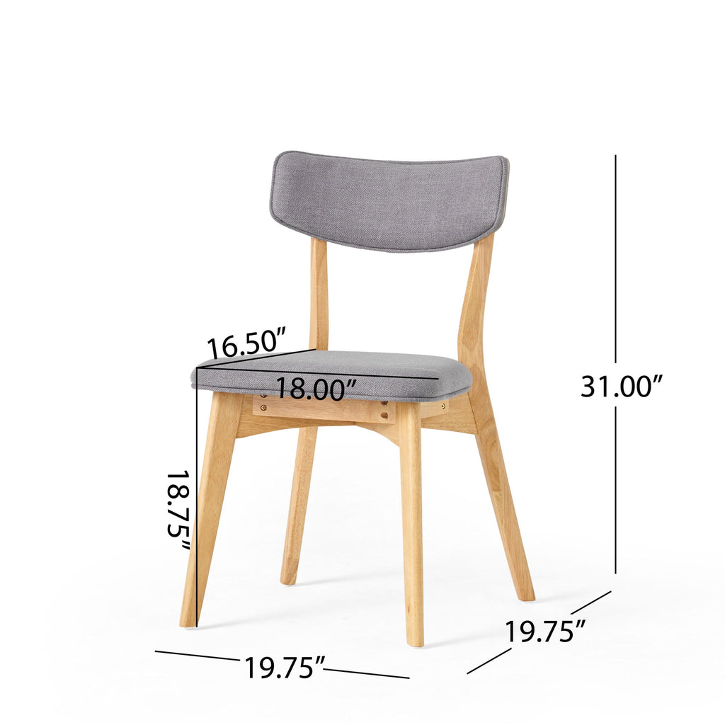 Mid Century Fabric Dining Chairs With Natural Oak (Set of 2) - Dark Gray
