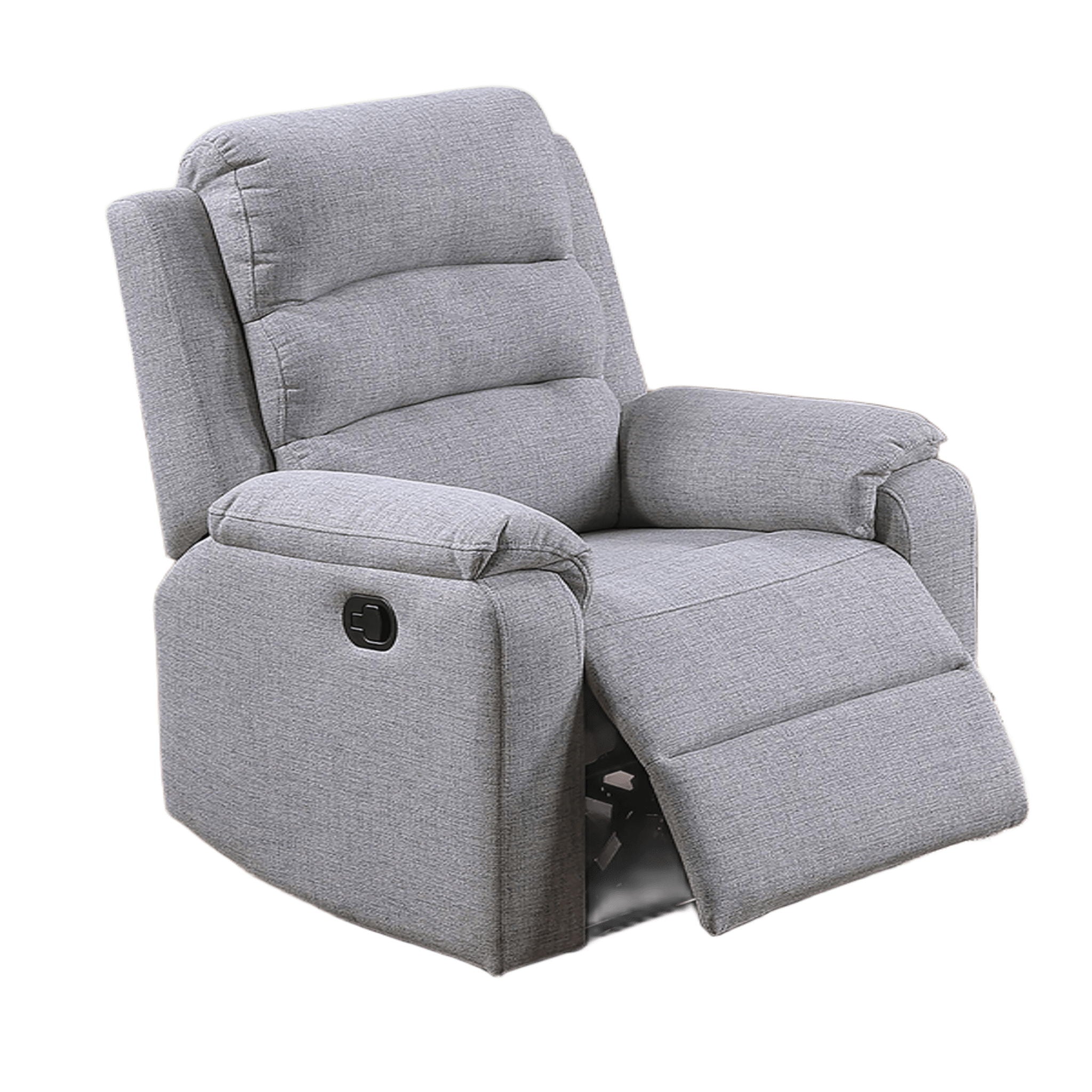 1 Piece Manual Recliner With Padded Seat And Backrest - Gray