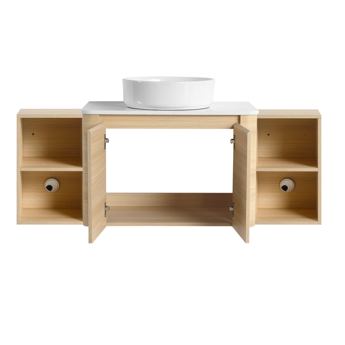 Mounted Bathroom Vanity With Art Sink, 2 Storage Shelves, Soft Close Door