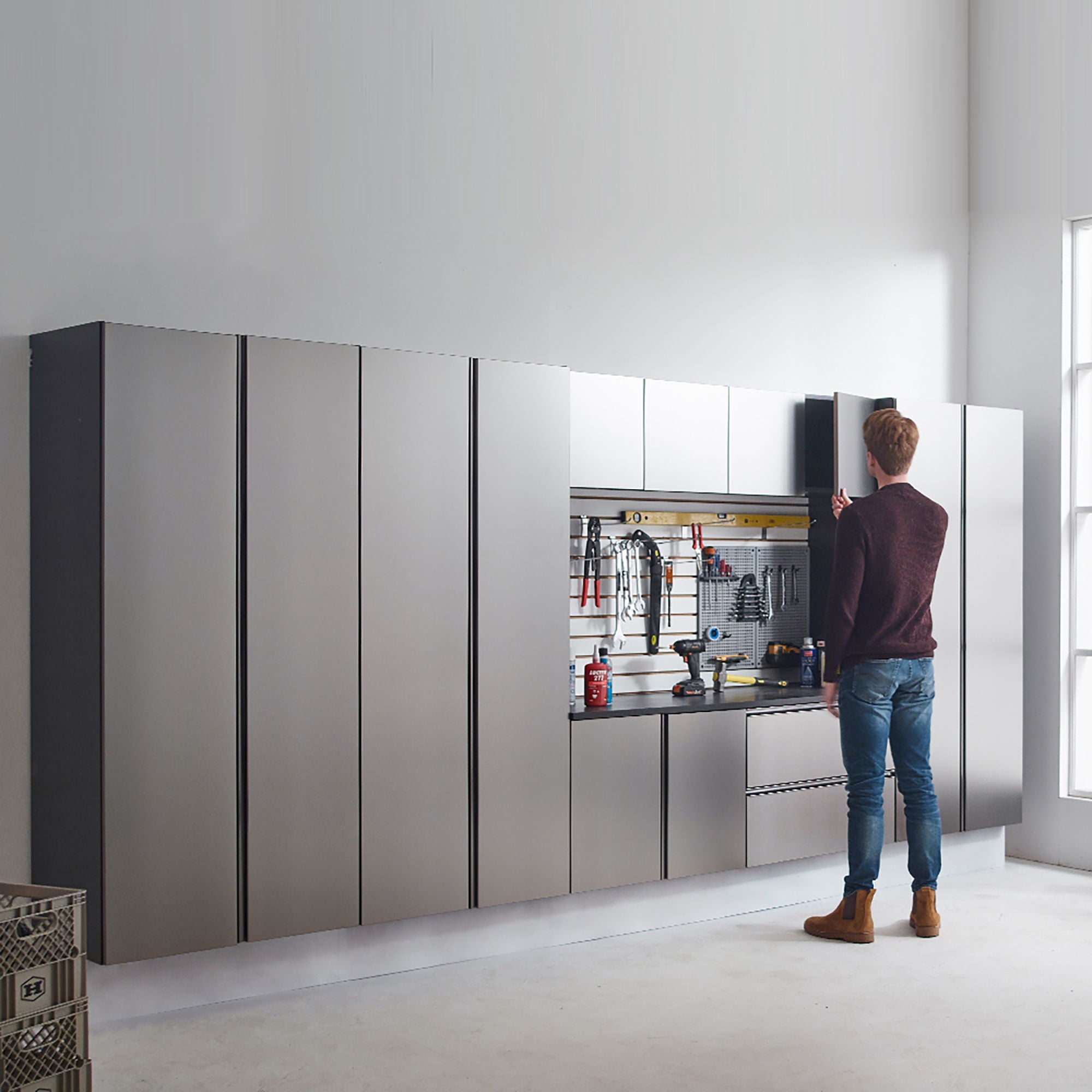 Nova Series - Drawer Wall Mounted Garage Cabinet - Dark Gray