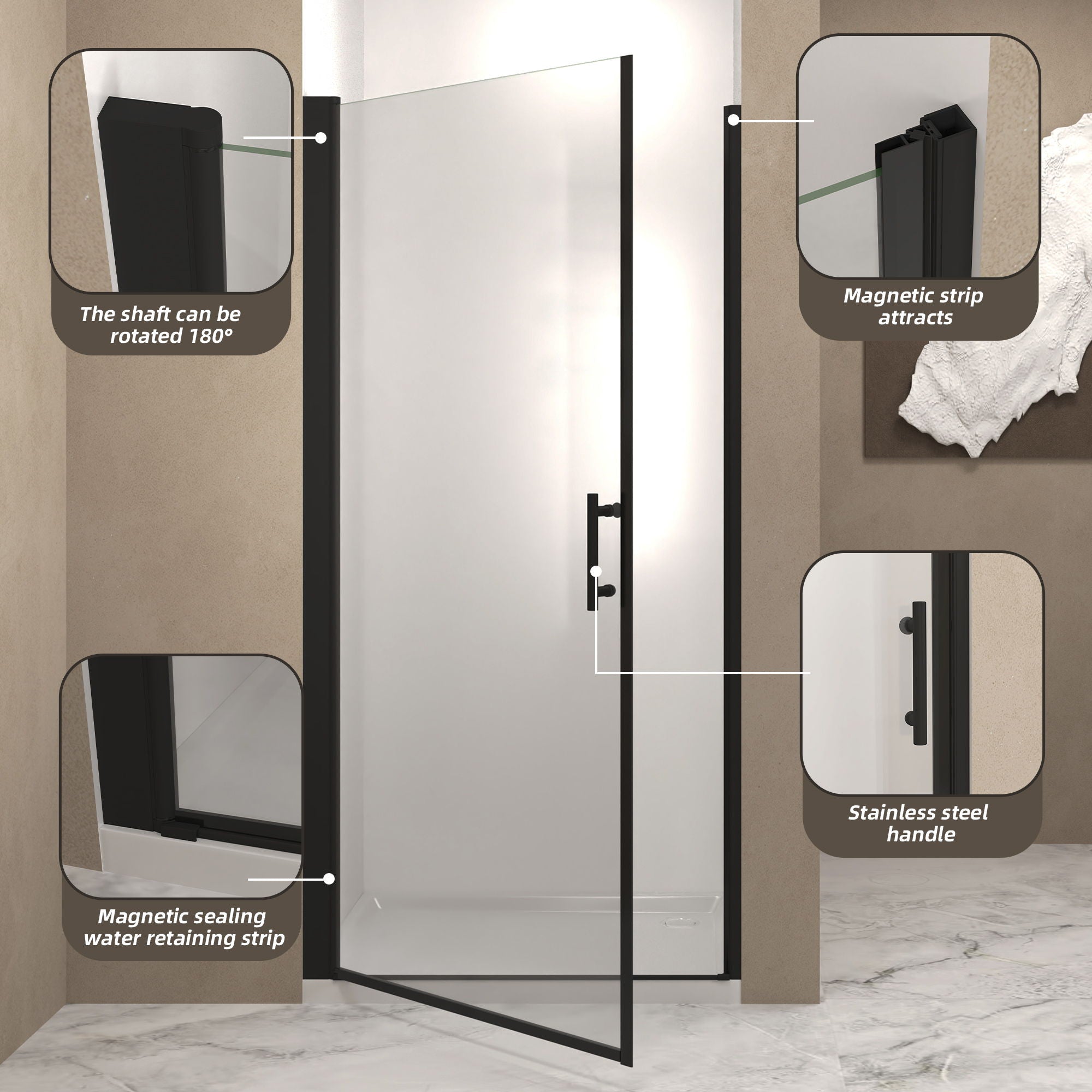 Shower Door With Glass And Explosion Proof Safety Film
