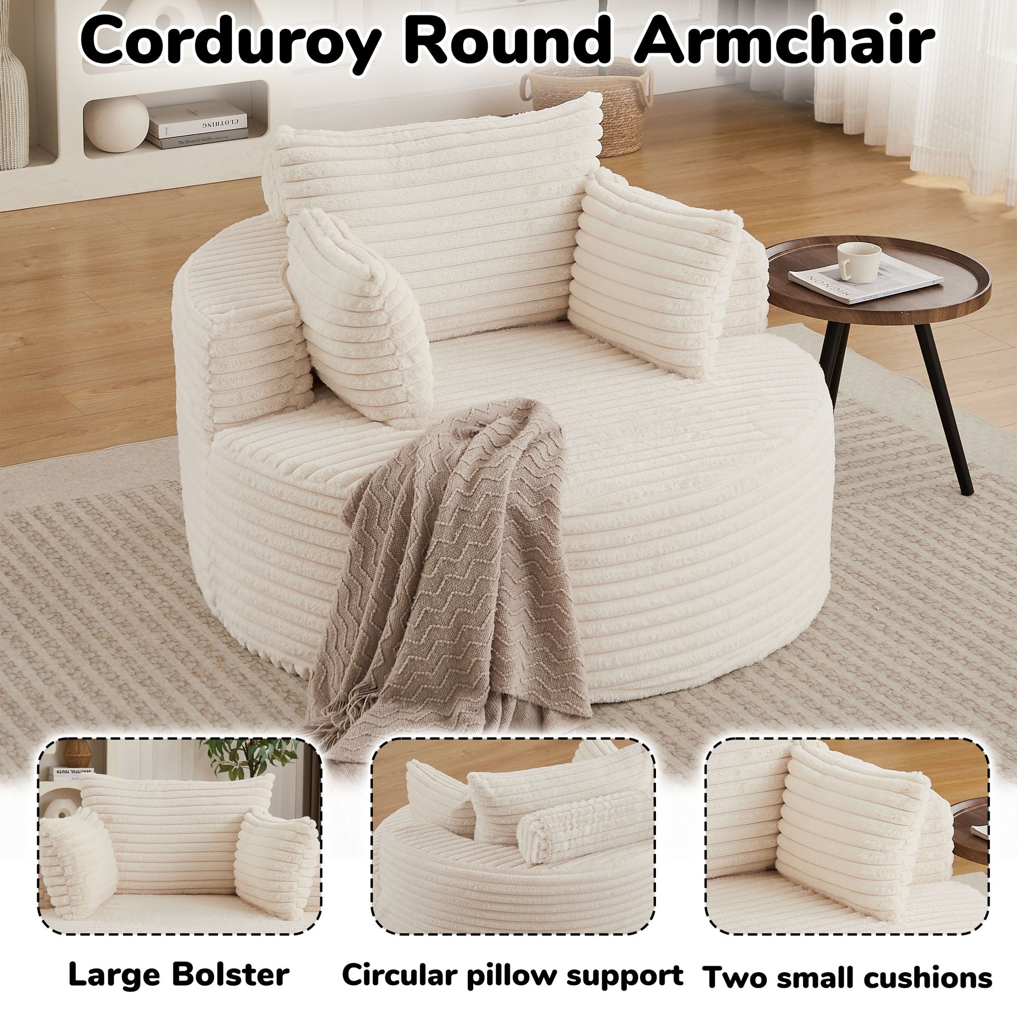 Modern Single Sofa With Backrest Pillow For Living Room