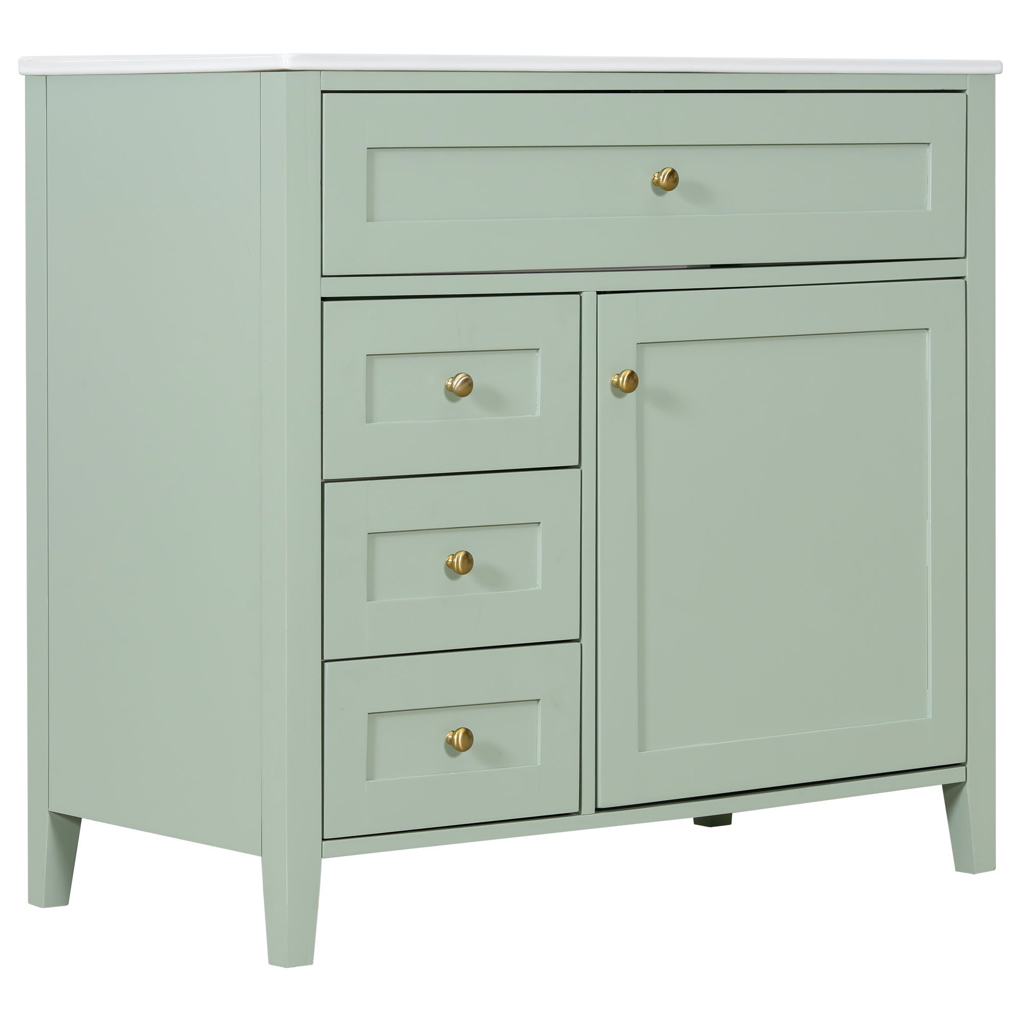 Bathroom Vanity With Sink, 3 Drawers & Cabinet With Adjustable Shelves