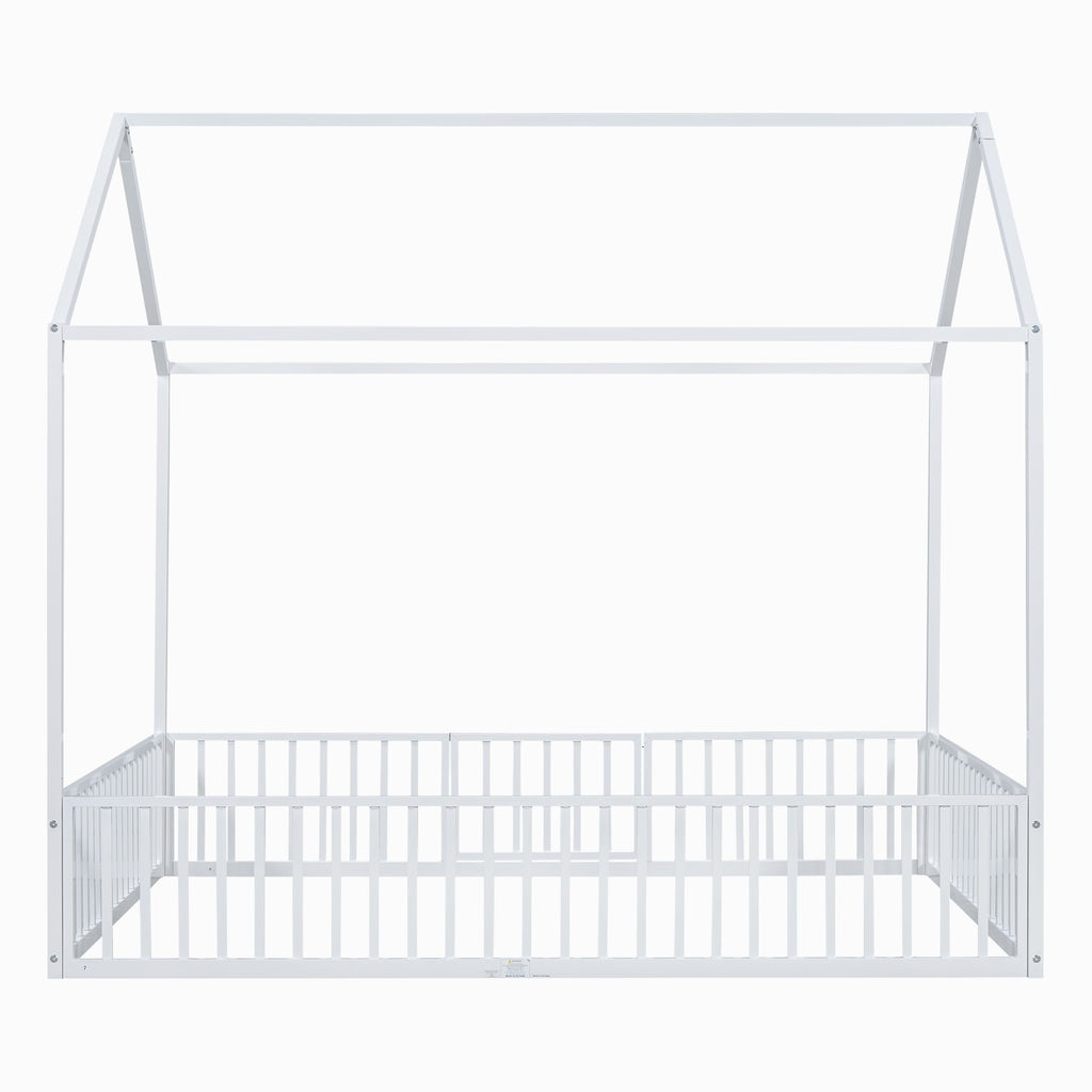 Metal House Bed With Fence And Door