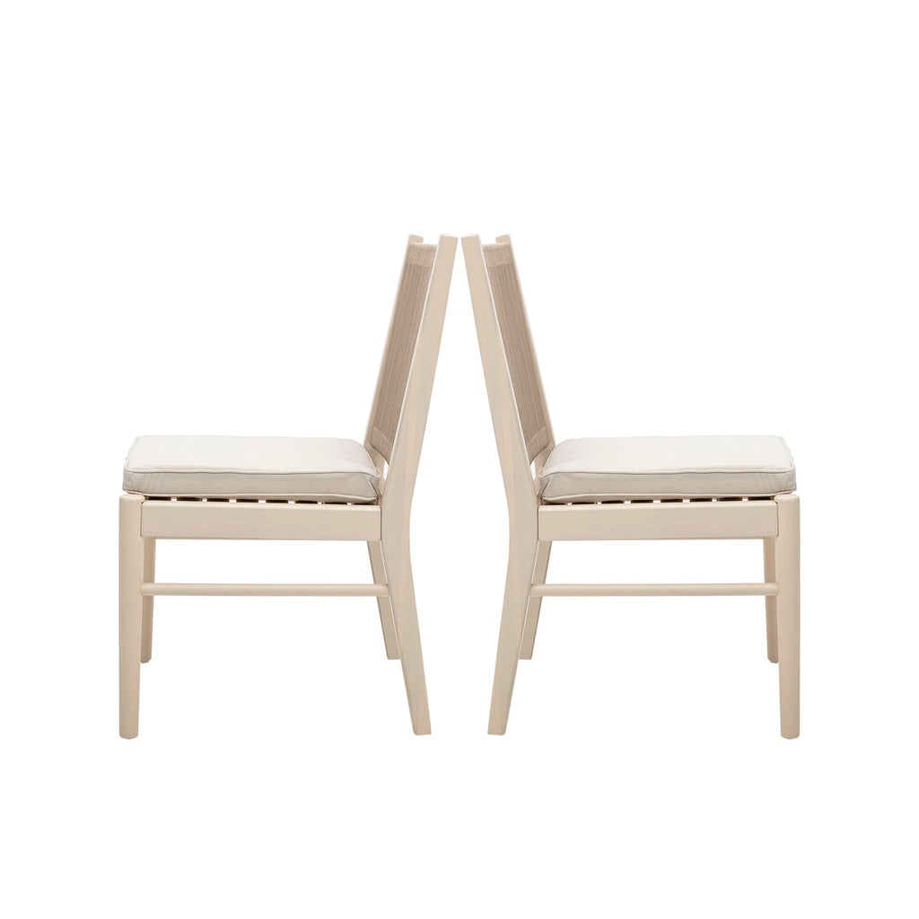 Cordoba - Dining Chair (Set of 2) With Acacia Wood Frame And Water Repellent Fabric - Beige / Yellow