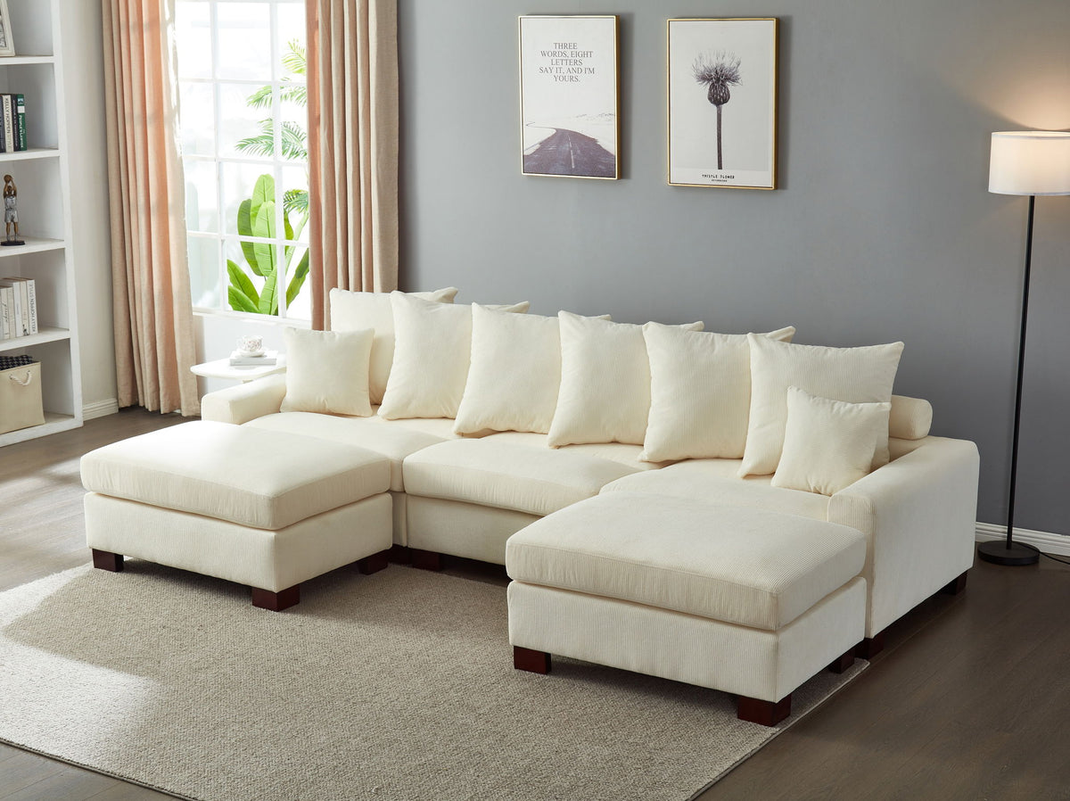 5 Seater Oversized Convertible L & U Shaped Couch