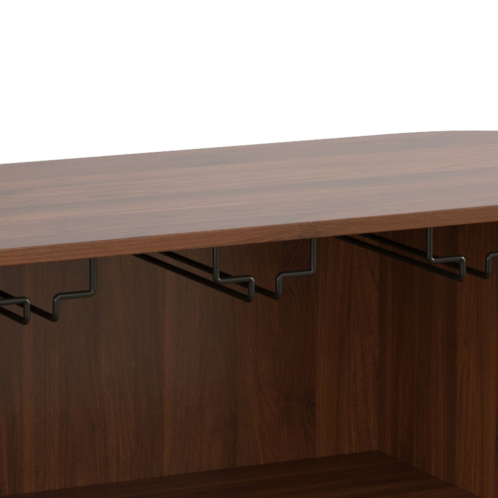 Fluted Liquor & Coffee Bar Cabinet With 6 Wine Racks And 3 Glass Holders