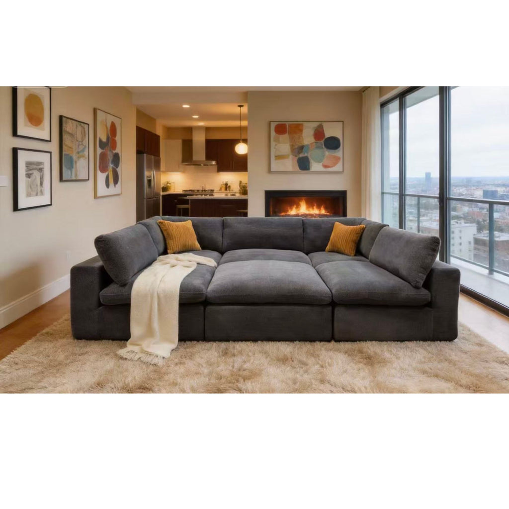 Custom Configuration Modular Sectional & Toss Pillows