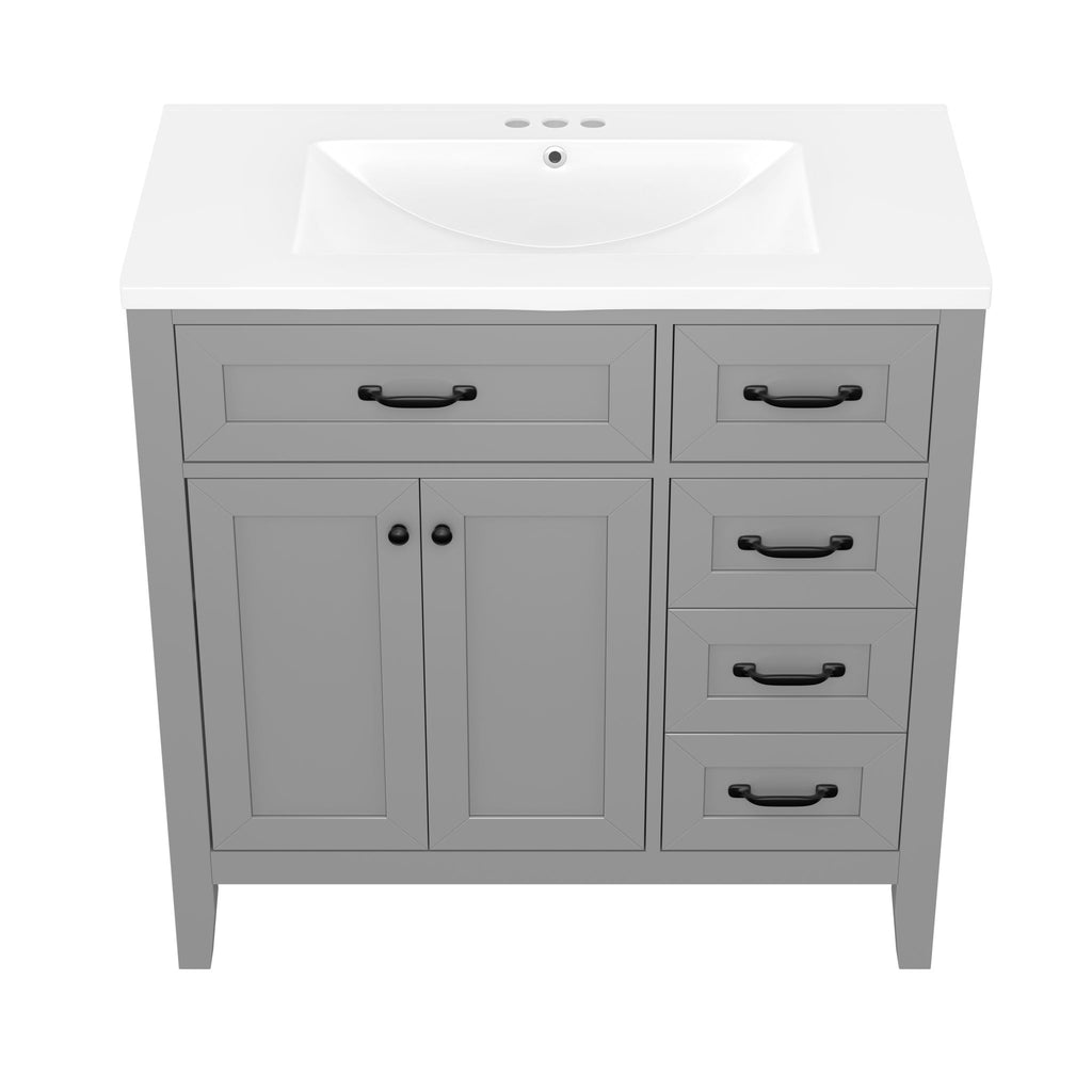 Modern Bathroom Vanity With Sink, Freestanding Design With Drawers And Doors