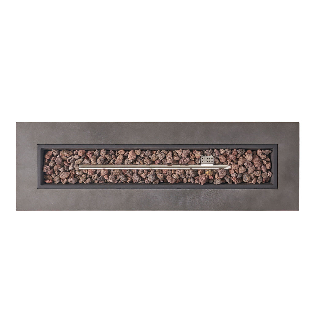 Modern Rectangular Iron Fire Pit 50, 000 Btu - Stone Gray