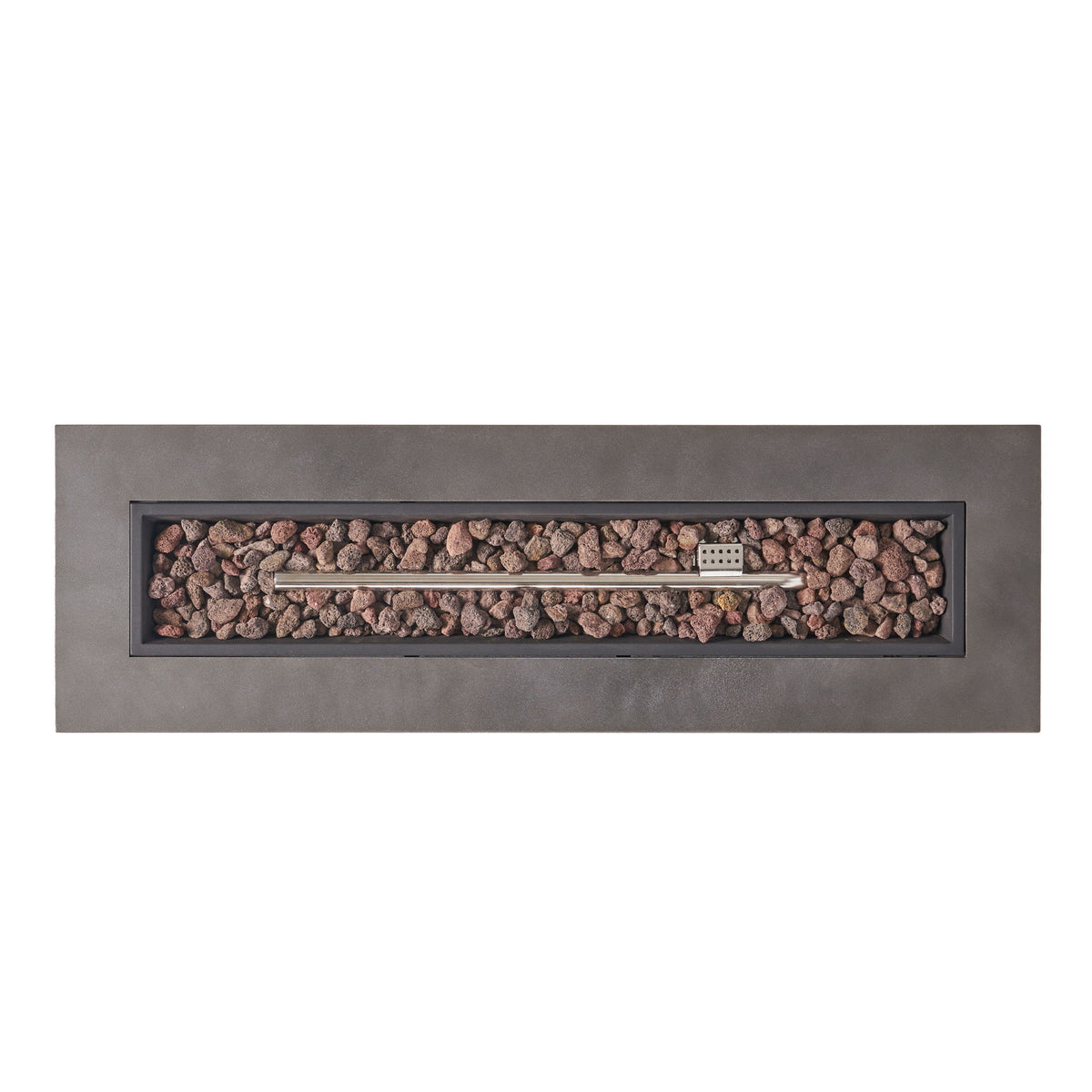 Modern Rectangular Iron Fire Pit 50, 000 Btu - Stone Gray