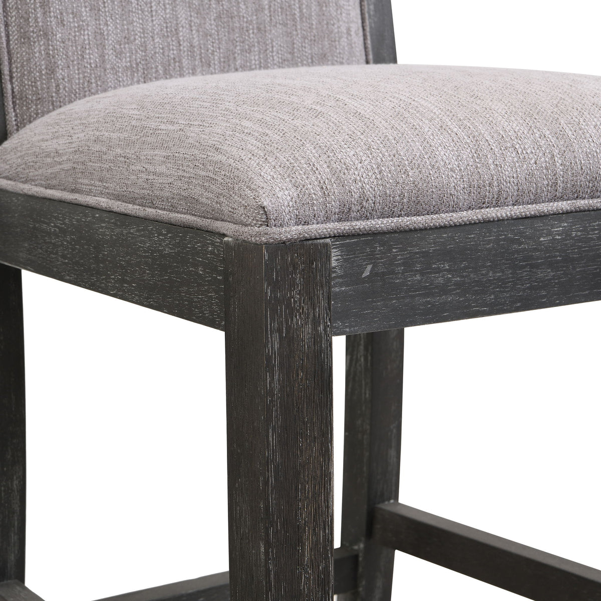 Bar Stools (Set of 2), Rubber Wood Frame, Retro Bar Chairs Suitable For Kitchen Island - Black / Gray