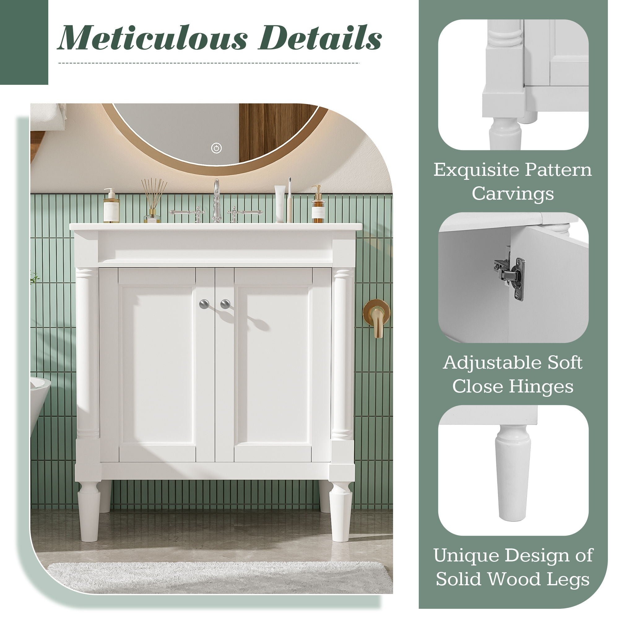 Bathroom Vanity Cabinet With Sink, Soft Close Doors, Storage Cabinet