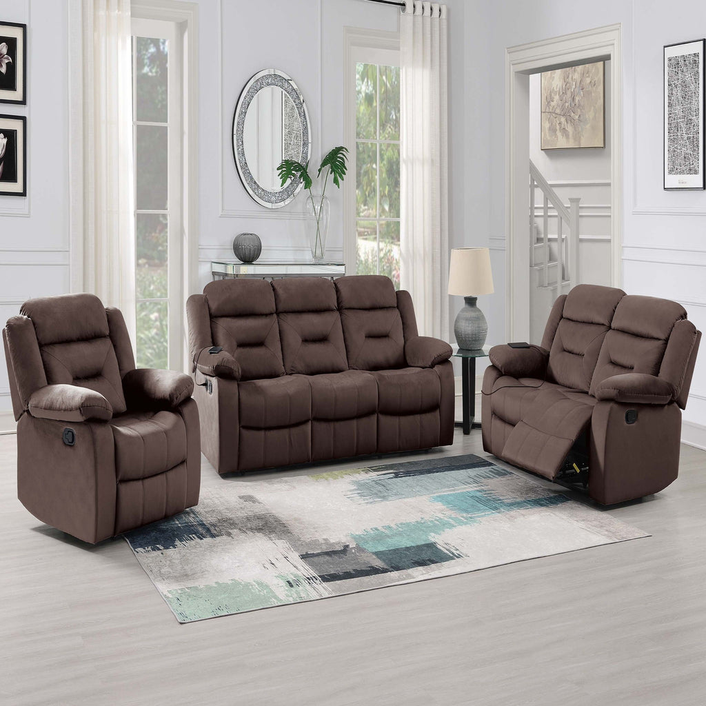 Contemporary Living Room Set With Pillow Arms And Headrest Support
