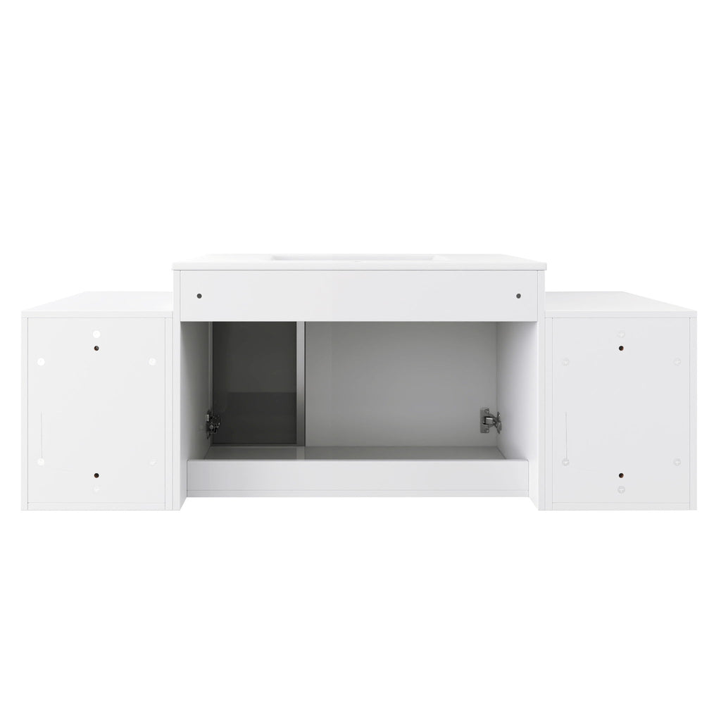 Wall Mounted Bathroom Vanity With Sink, Cabinet & Half Door