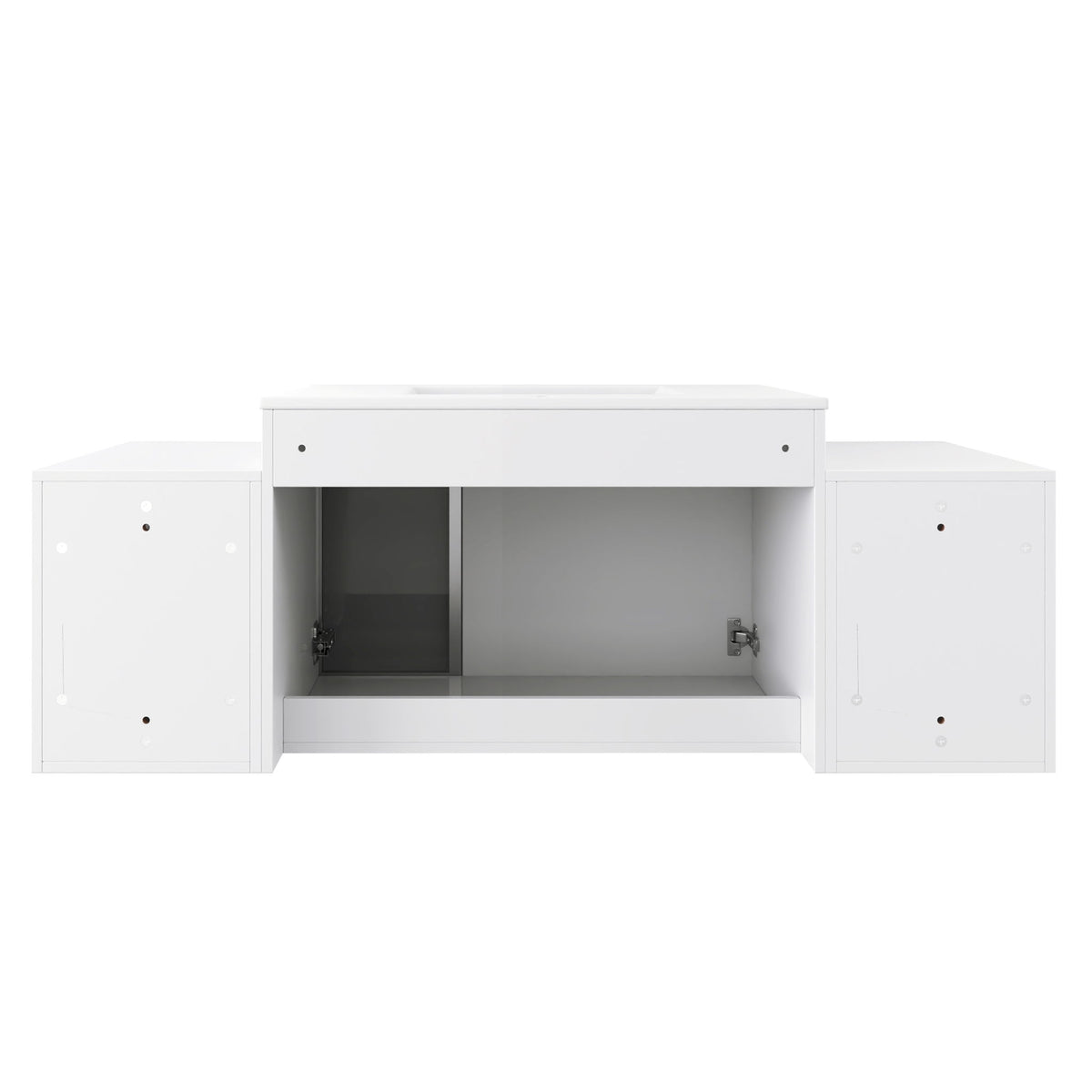 Wall Mounted Bathroom Vanity With Sink, Cabinet & Half Door