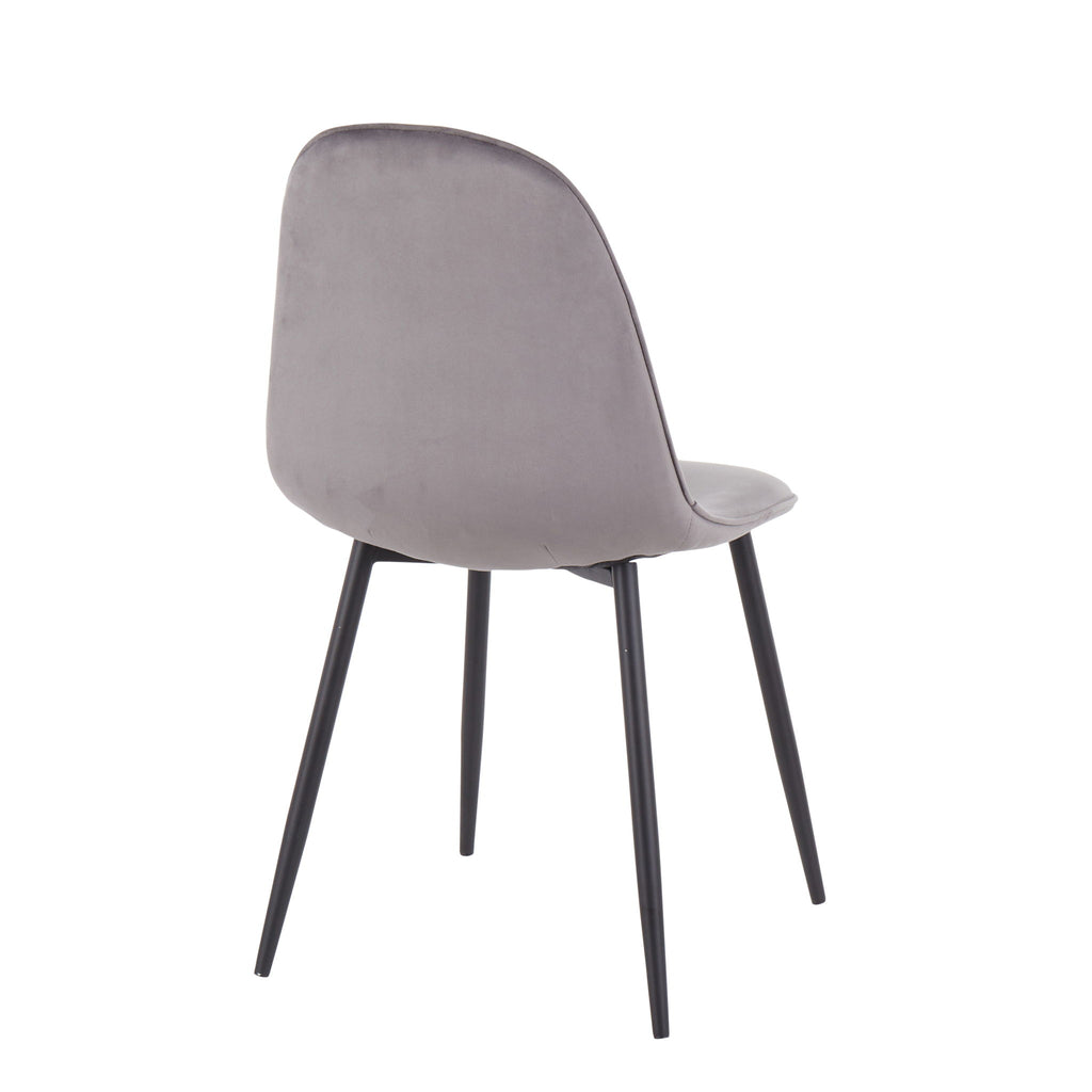 Pebble - Contemporary Chair (Set of 2) - Gray - Velvet