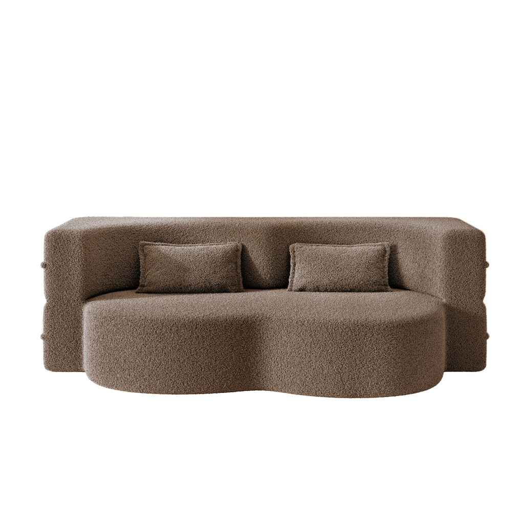 Modern Floor Sleeper Sofa Bed With 2 Pillows, Convertible Twin Size Folding Mattress For Living Room